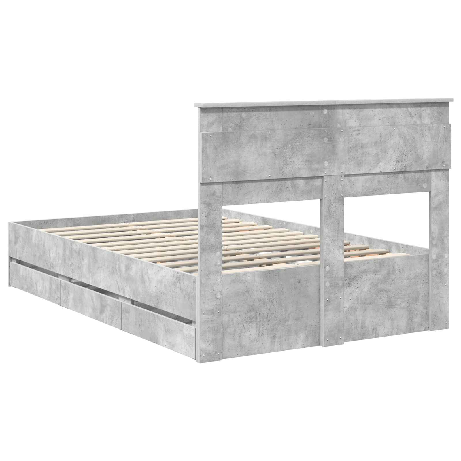Cadre de lit Gris béton 135 x 190 cm Bois Ingénierie - XIOS