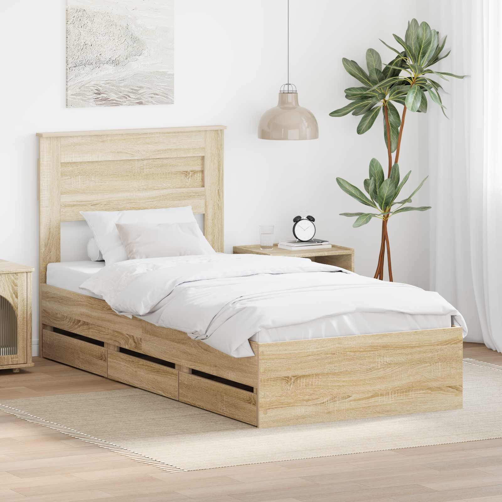 Cadre de lit Chêne Sonoma 100 x 200 cm Bois Ingénierie - XIOS