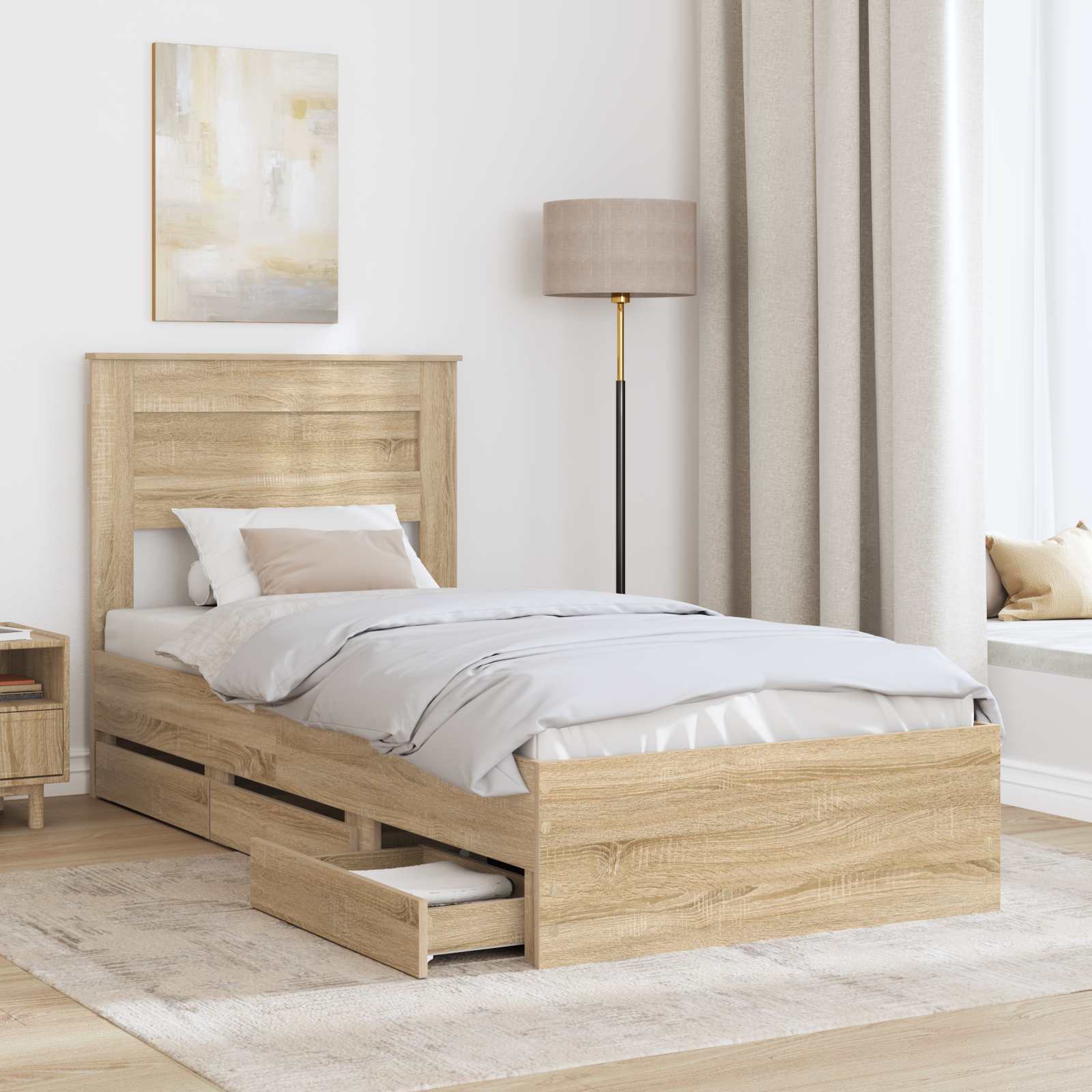Cadre de lit Chêne Sonoma 100 x 200 cm Bois Ingénierie - XIOS