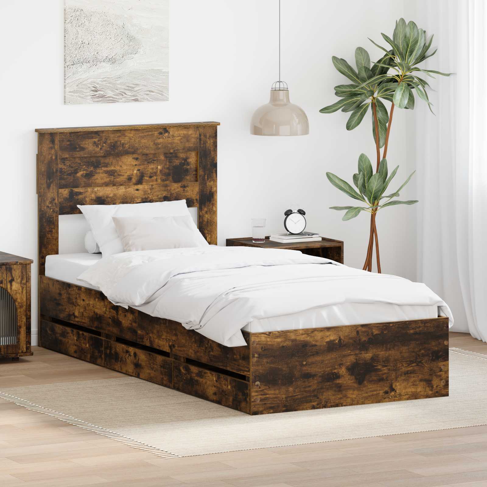 Cadre de lit Chêne fumé 100 x 200 cm Bois Ingénierie - XIOS