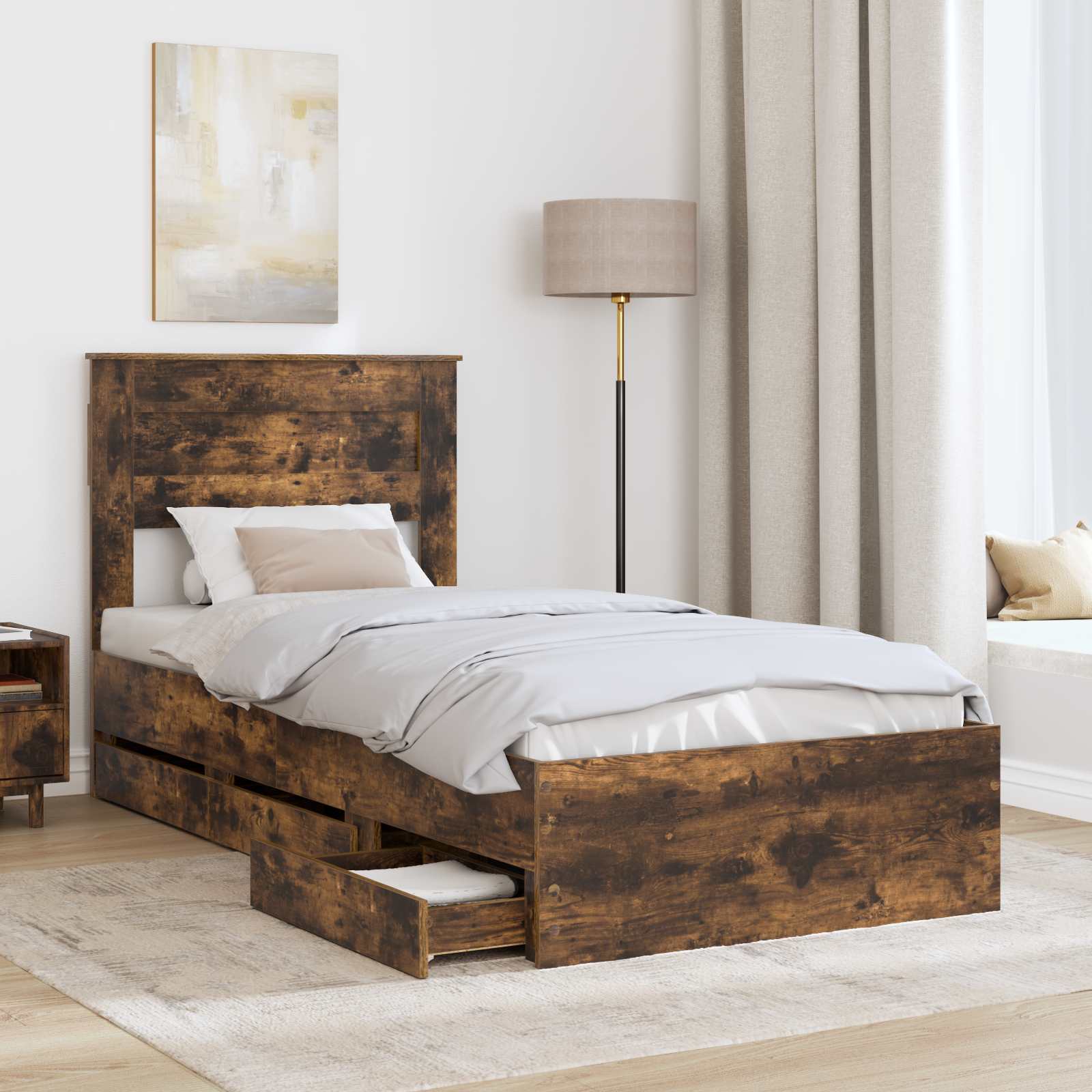Cadre de lit Chêne fumé 100 x 200 cm Bois Ingénierie - XIOS