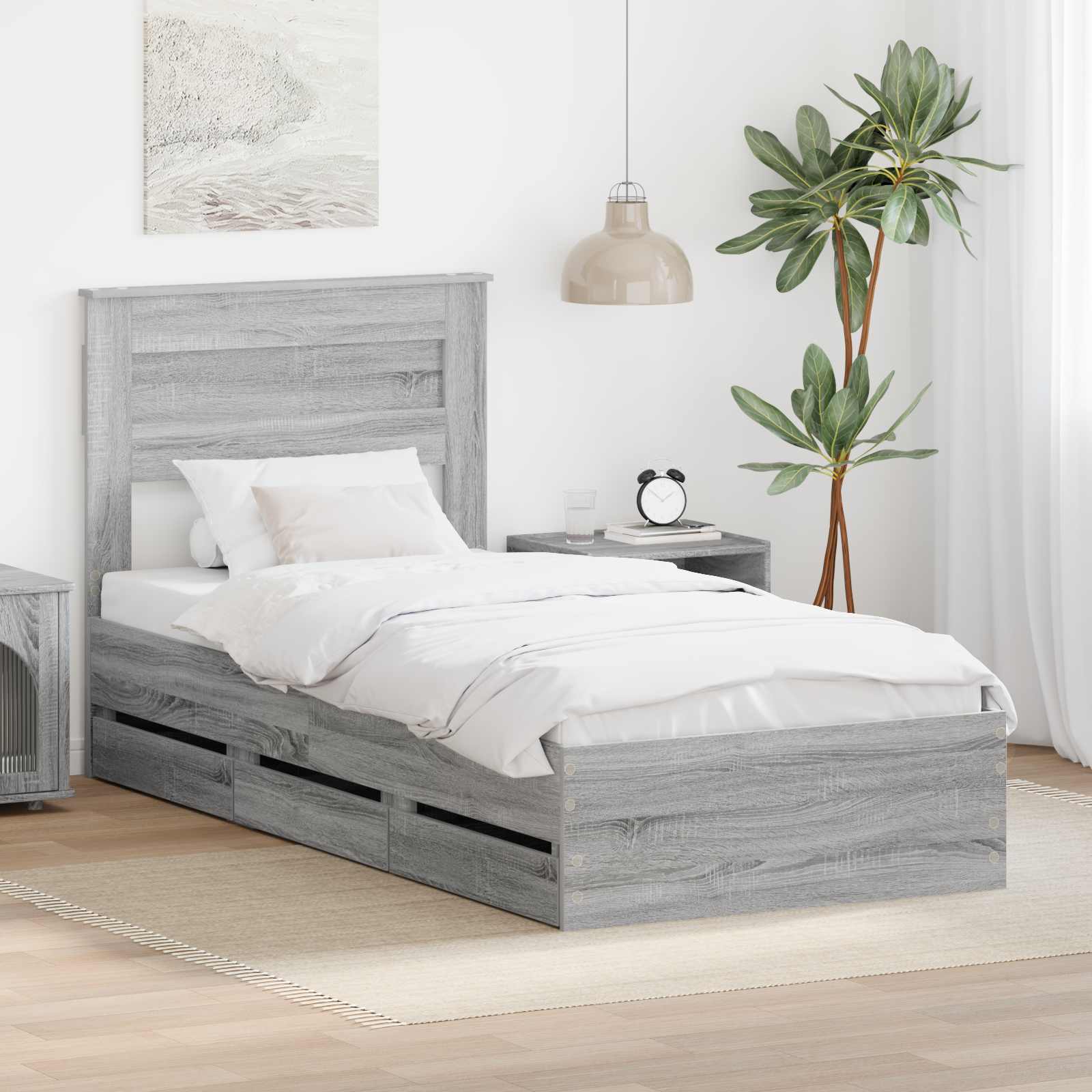 Cadre de lit Gris Sonoma 90 x 200 cm Bois Ingénierie - XIOS