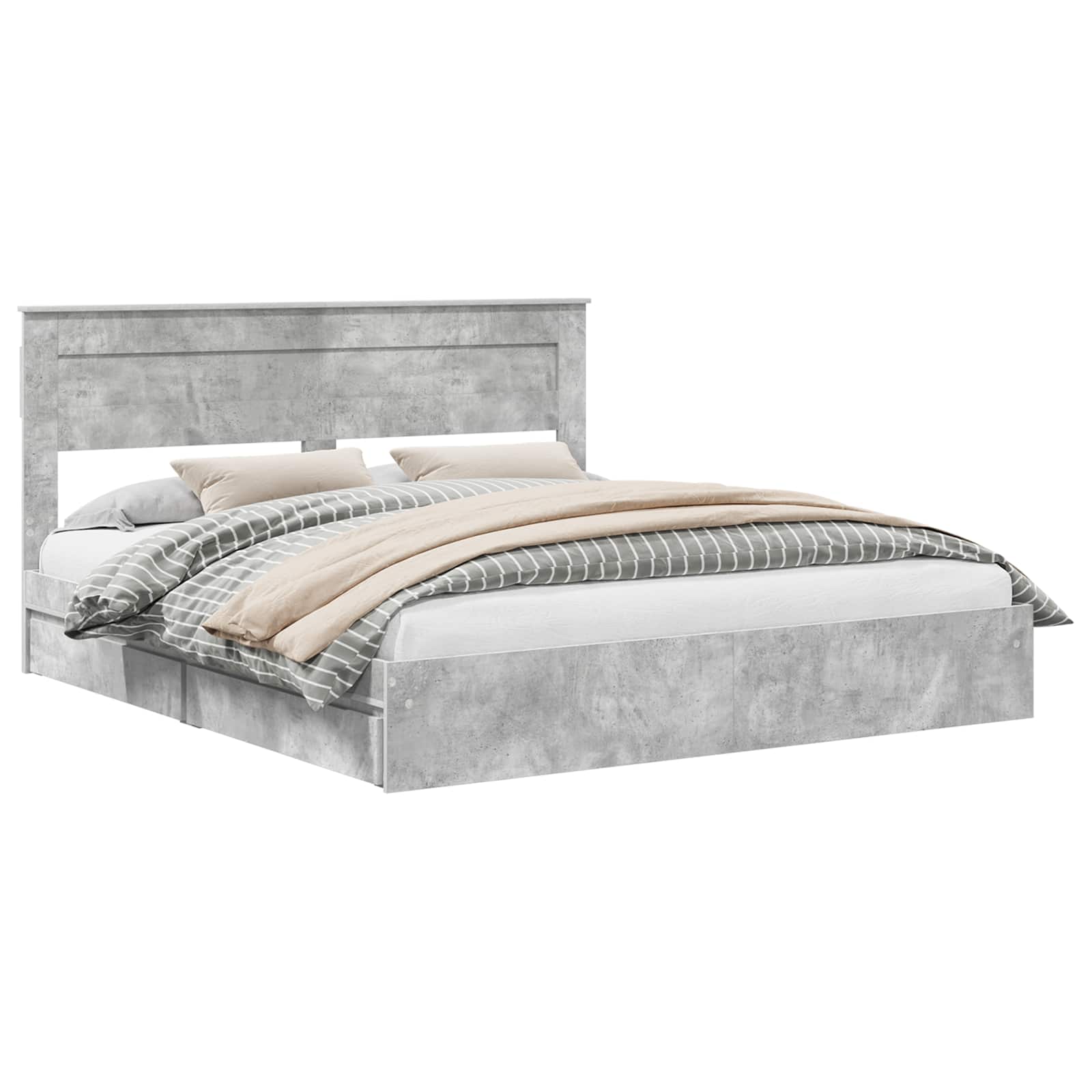 Lit de Rangement Gris béton 200 x 200 cm Bois d'ingénierie