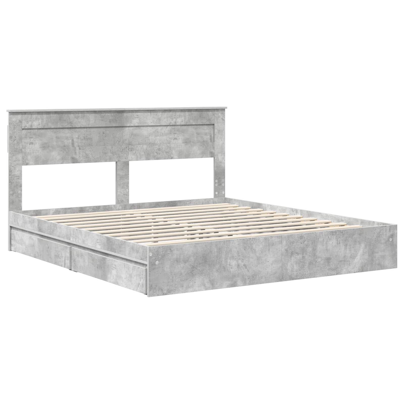 Lit de Rangement Gris béton 200 x 200 cm Bois d'ingénierie
