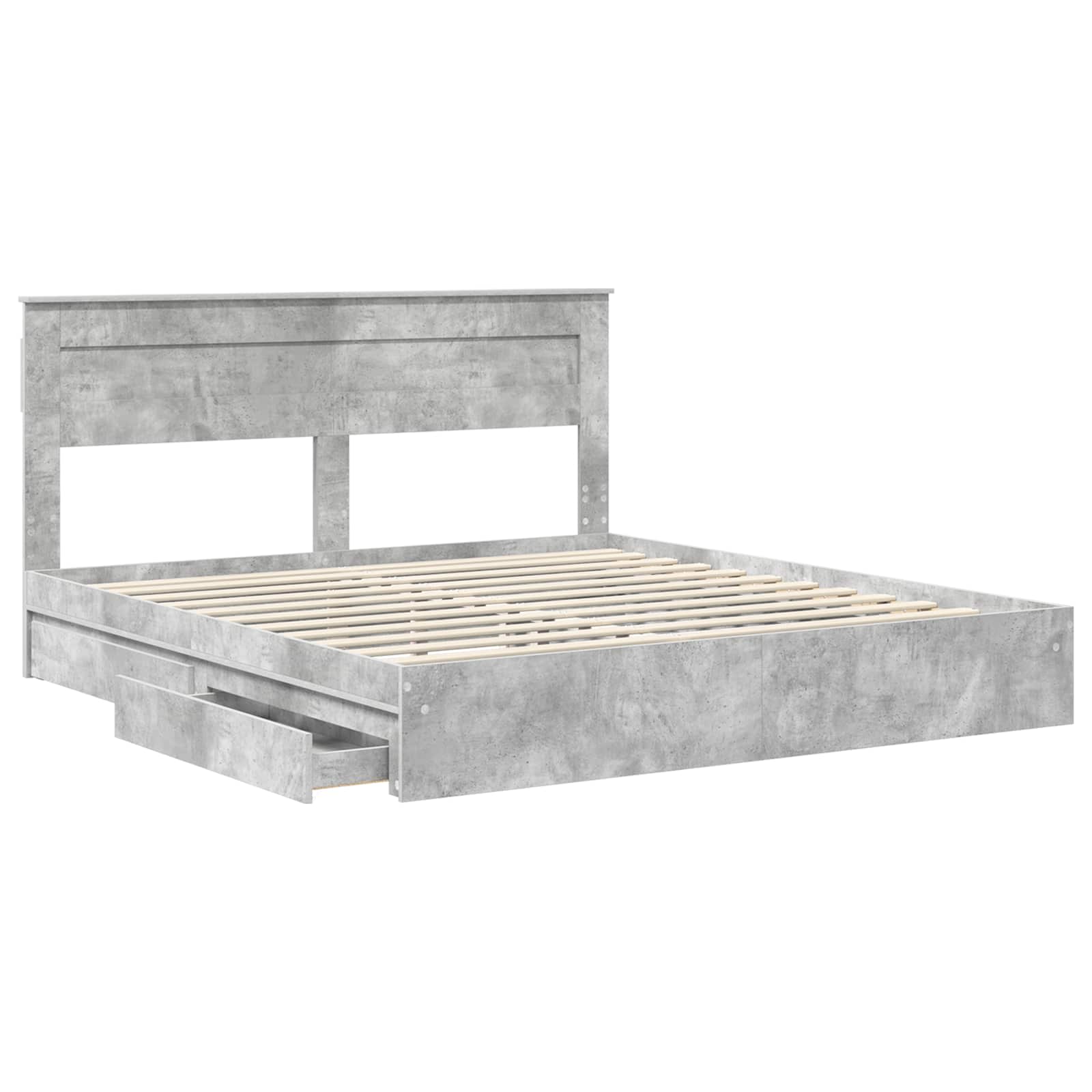 Lit de Rangement Gris béton 200 x 200 cm Bois d'ingénierie
