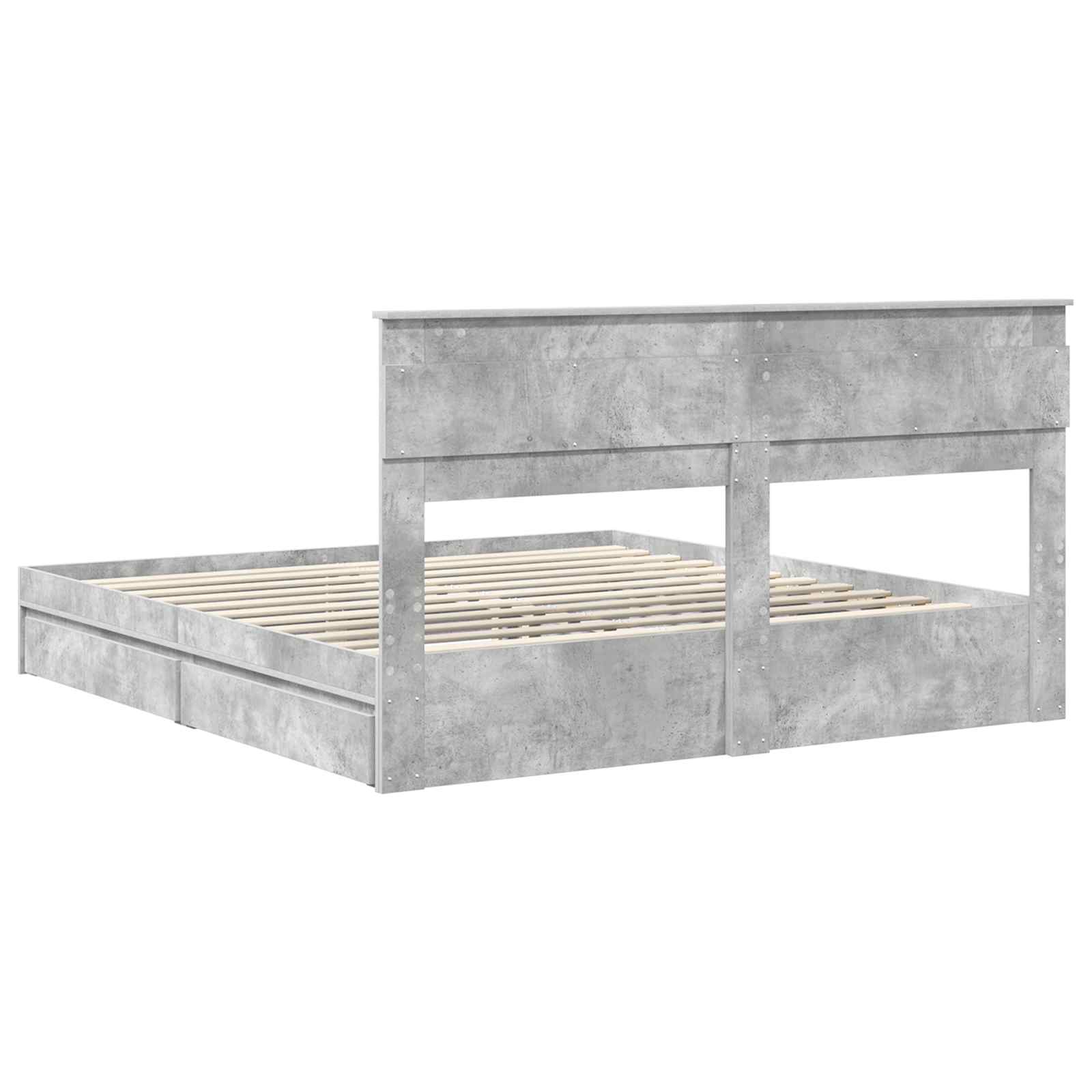 Lit de Rangement Gris béton 200 x 200 cm Bois d'ingénierie - XIOS