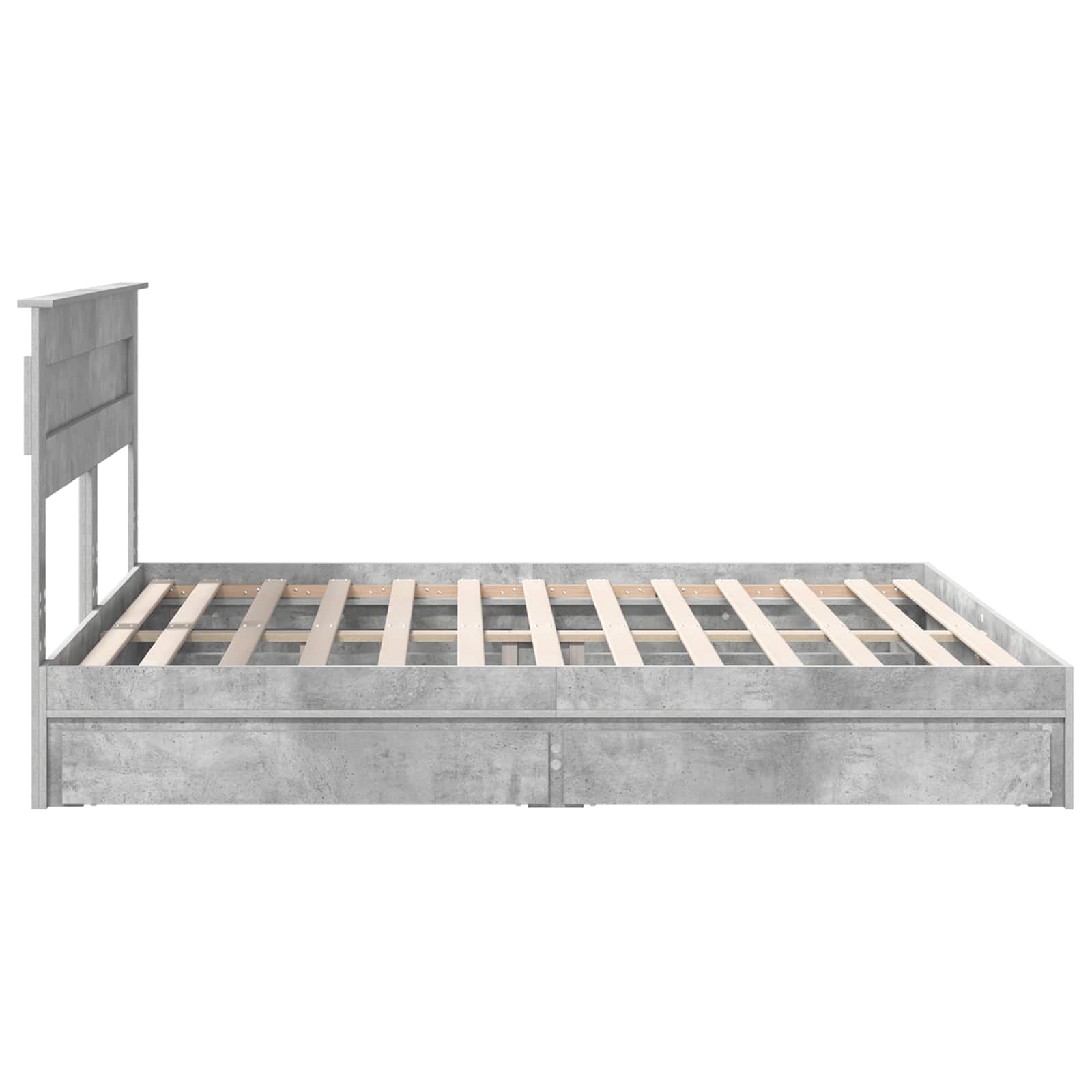 Lit de Rangement Gris béton 200 x 200 cm Bois d'ingénierie