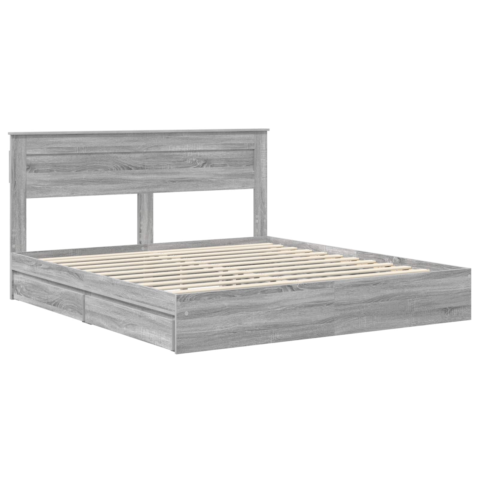 Lit de Rangement Gris Sonoma 200 x 200 cm Bois d'ingénierie - XIOS