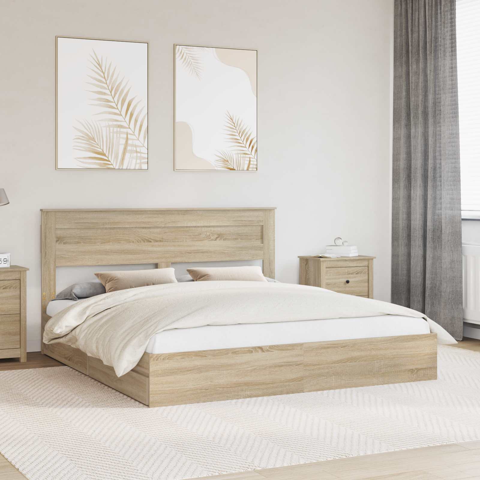 Lit de Rangement Chêne Sonoma 180 x 200 cm Bois d'ingénierie - XIOS