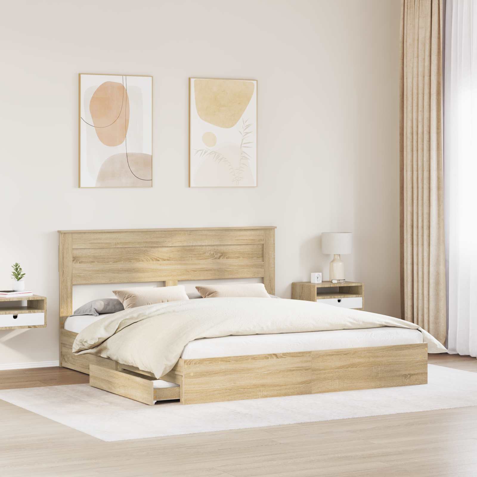 Lit de Rangement Chêne Sonoma 180 x 200 cm Bois d'ingénierie - XIOS