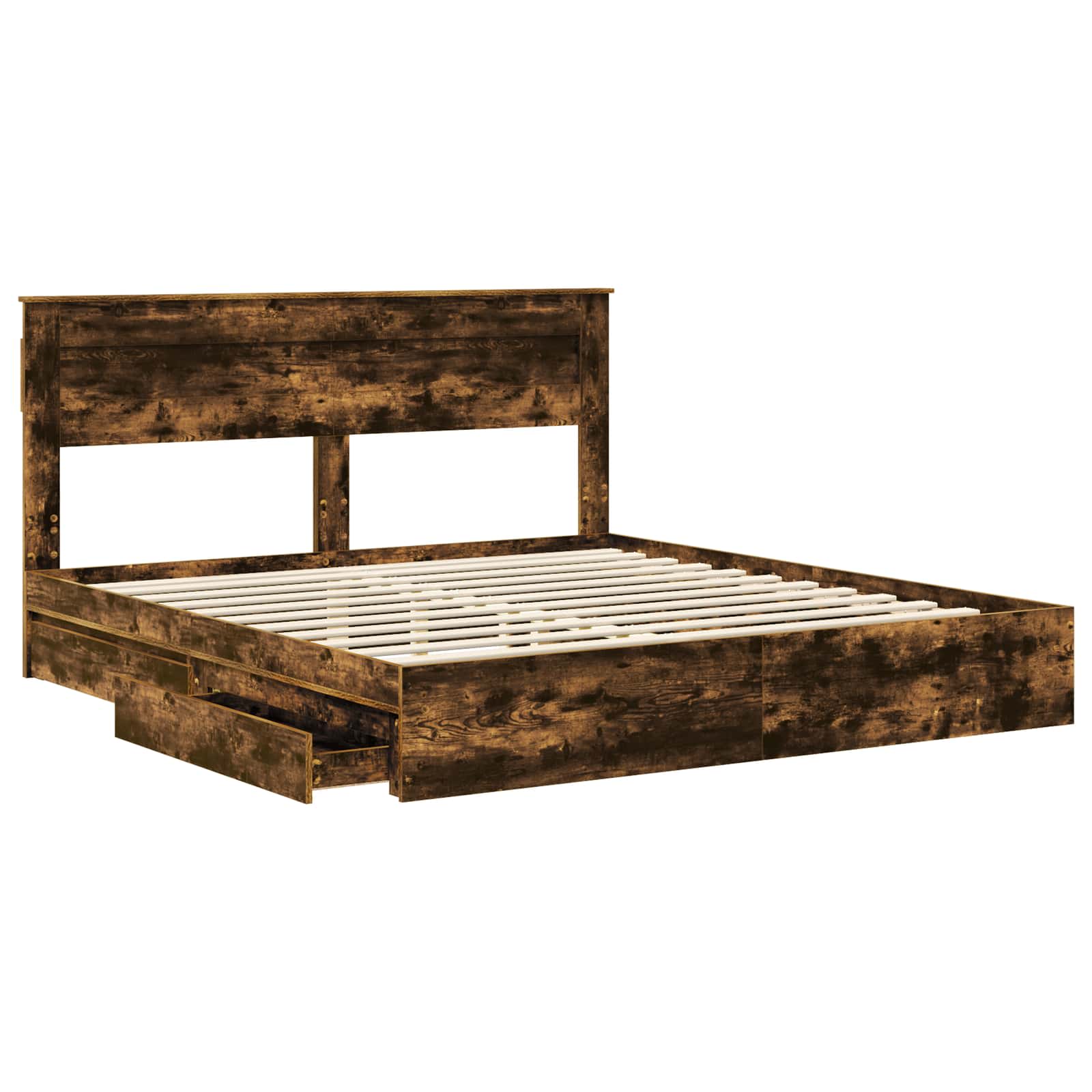 Lit de Rangement Chêne fumé 180 x 200 cm Bois d'ingénierie - XIOS