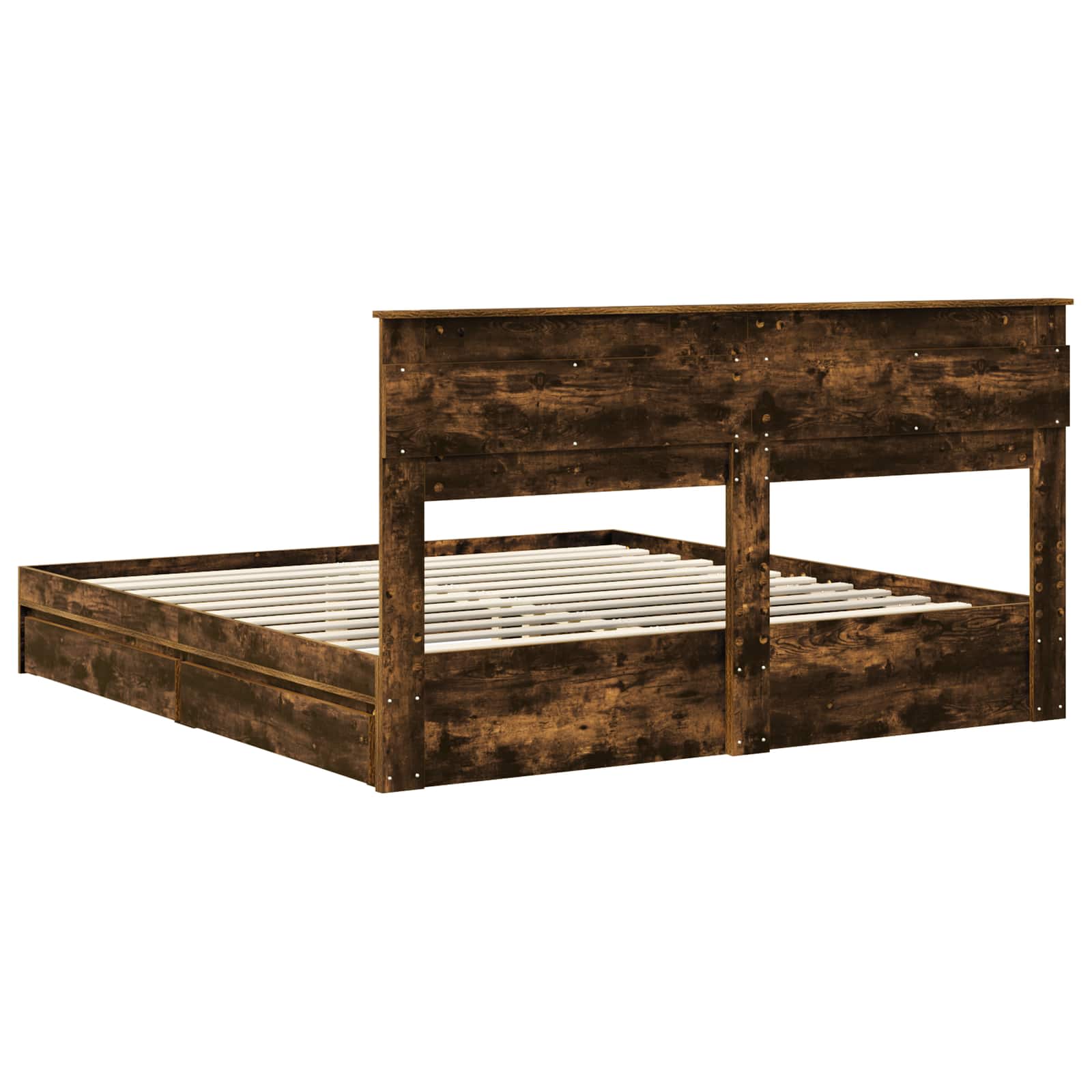 Lit de Rangement Chêne fumé 180 x 200 cm Bois d'ingénierie - XIOS