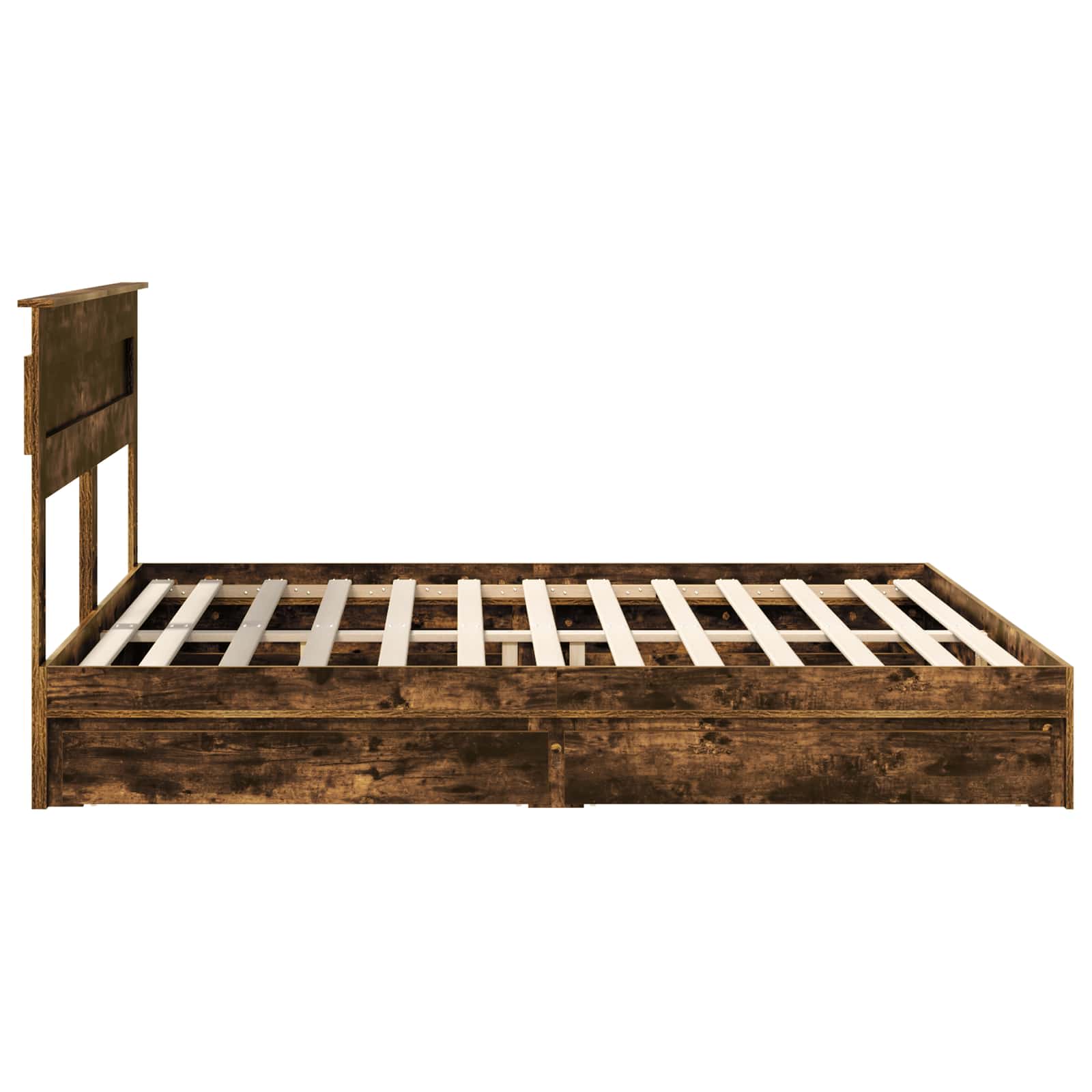 Lit de Rangement Chêne fumé 180 x 200 cm Bois d'ingénierie - XIOS