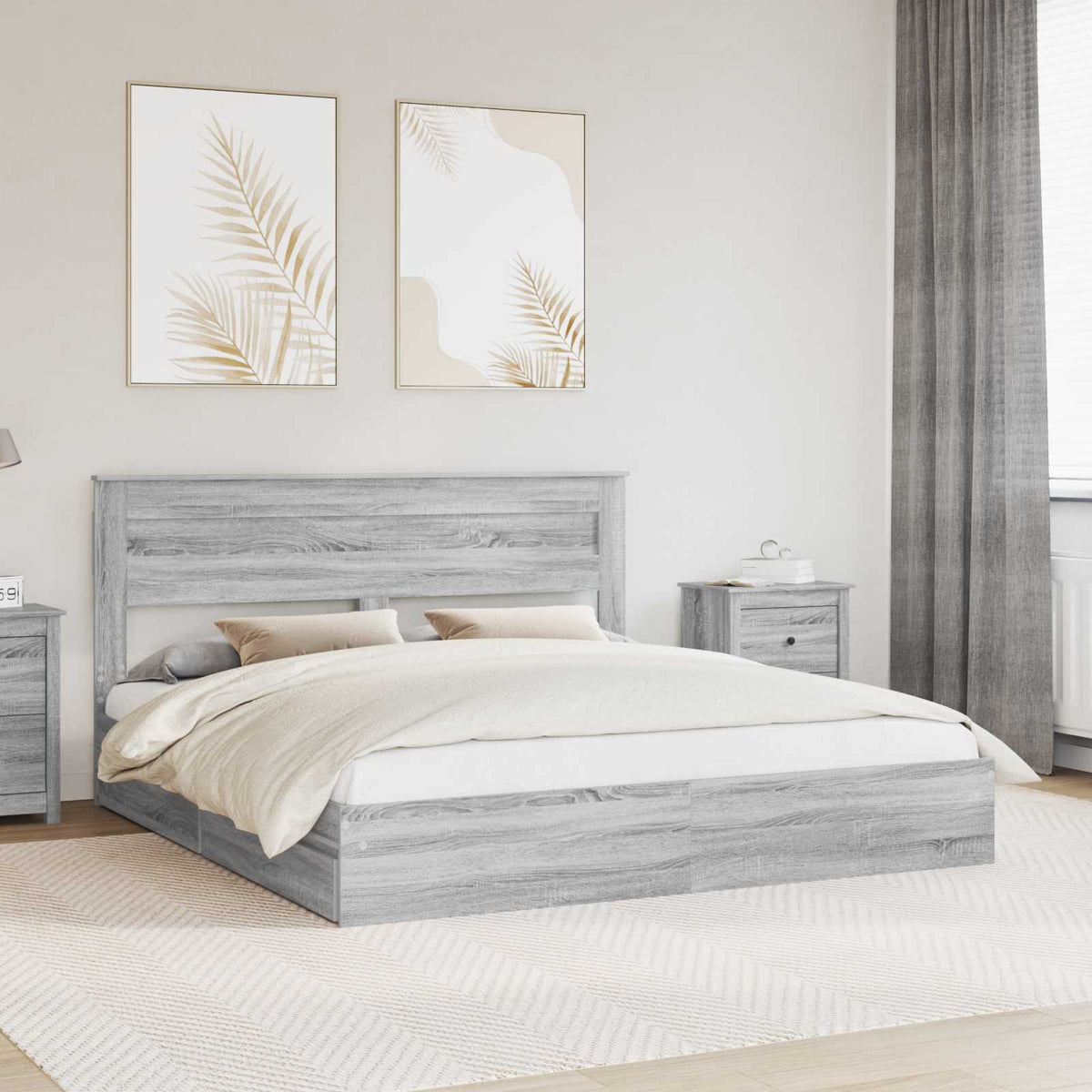Lit de Rangement Gris Sonoma 180 x 200 cm Bois d'ingénierie