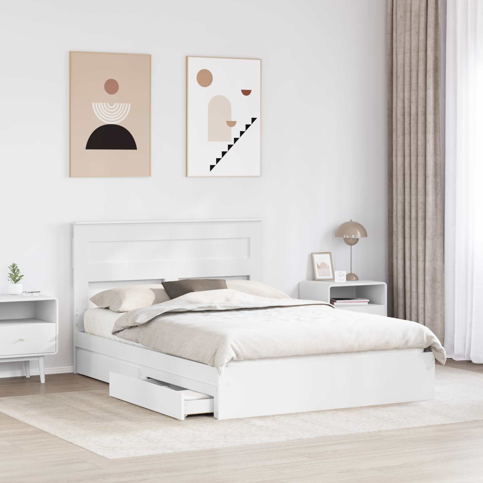 Lit de Rangement Blanc 160 x 200 cm Bois d'ingénierie - XIOS