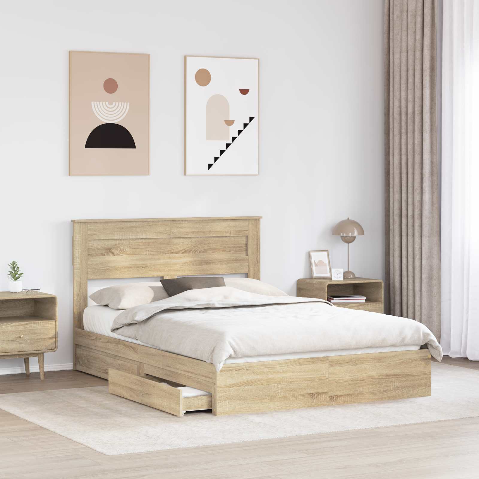 Lit de Rangement Chêne Sonoma 160 x 200 cm Bois d'ingénierie - XIOS