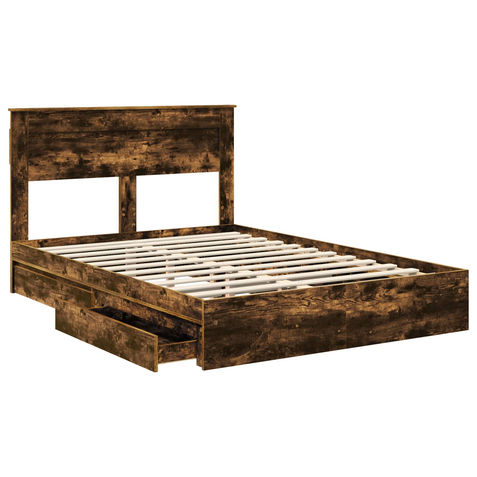 Lit de Rangement Chêne fumé 160 x 200 cm Bois d'ingénierie - XIOS