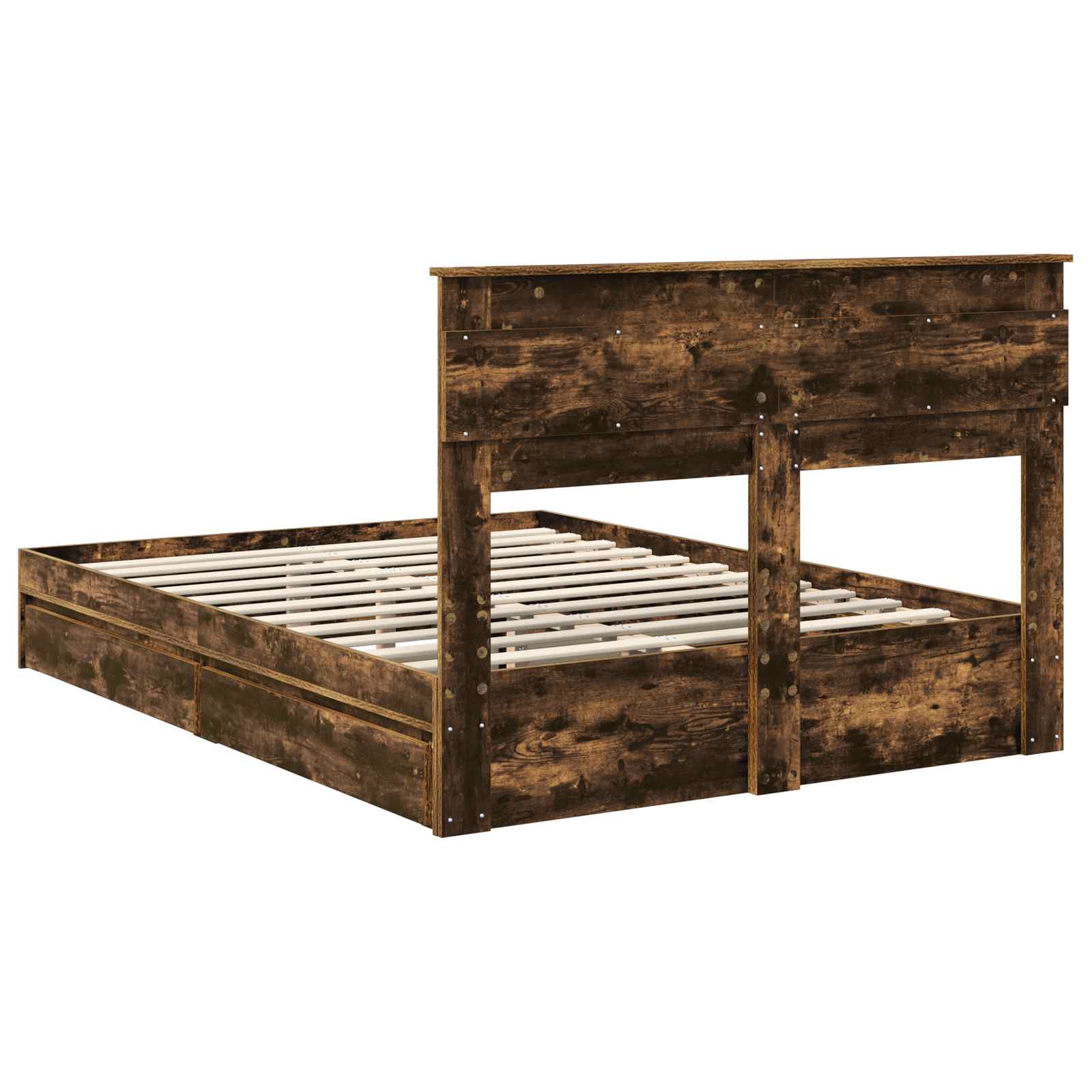 Lit de Rangement Chêne fumé 160 x 200 cm Bois d'ingénierie - XIOS