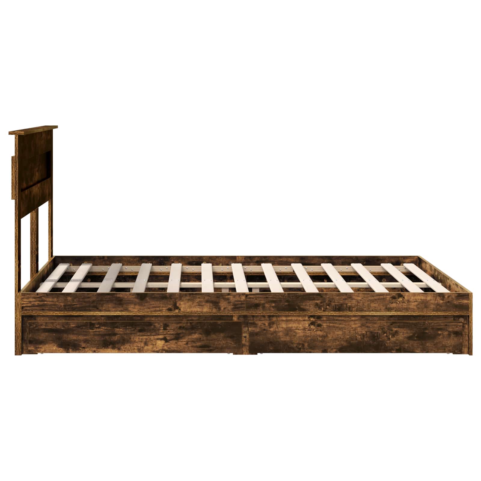 Lit de Rangement Chêne fumé 160 x 200 cm Bois d'ingénierie - XIOS