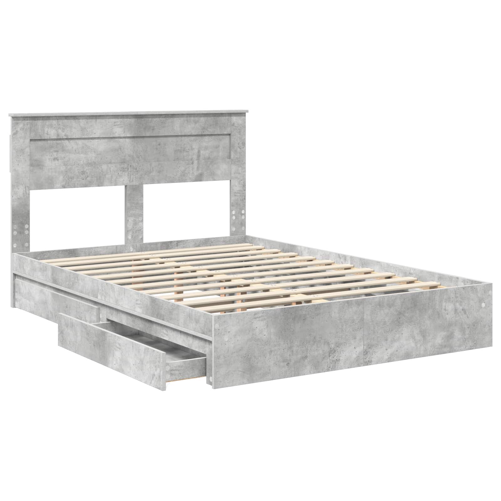 Cadre de lit Gris béton 150 x 200 cm Bois d'ingénierie - XIOS
