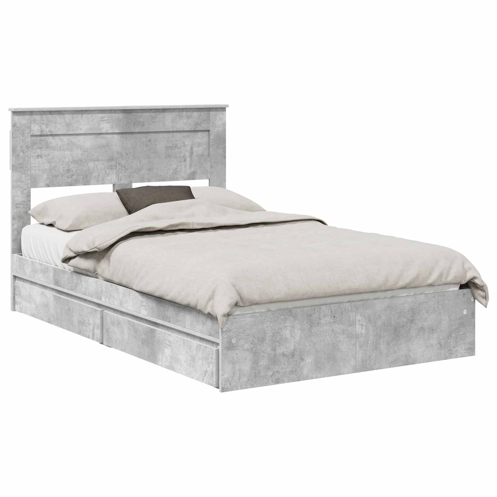 Lit de Rangement Gris béton 135 x 190 cm Bois d'ingénierie - XIOS