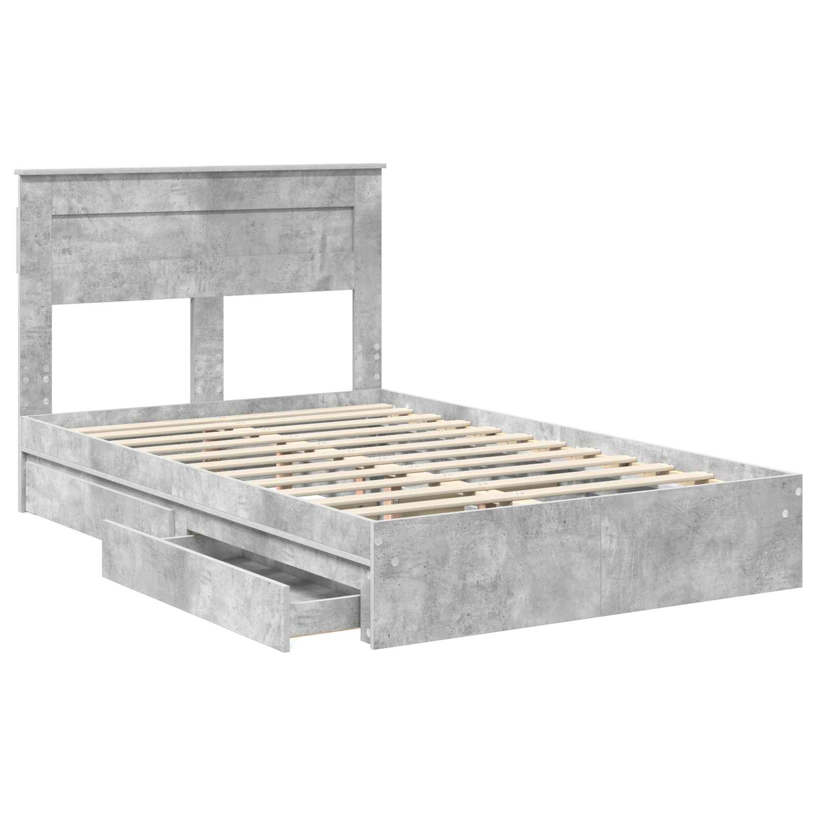 Cadre de lit Gris béton 135 x 190 cm Bois d'ingénierie - XIOS