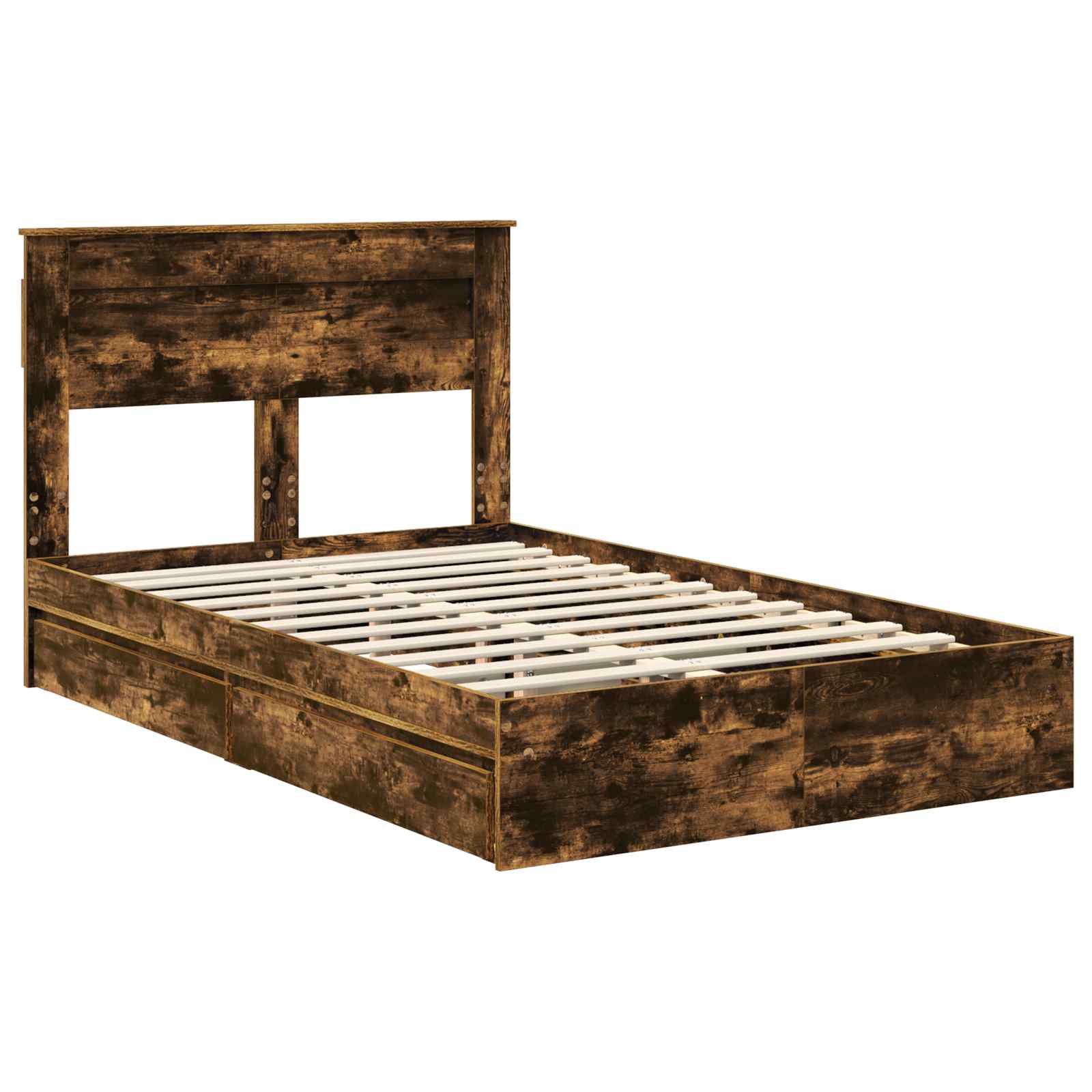 Lit de Rangement Chêne fumé 135 x 190 cm Bois d'ingénierie