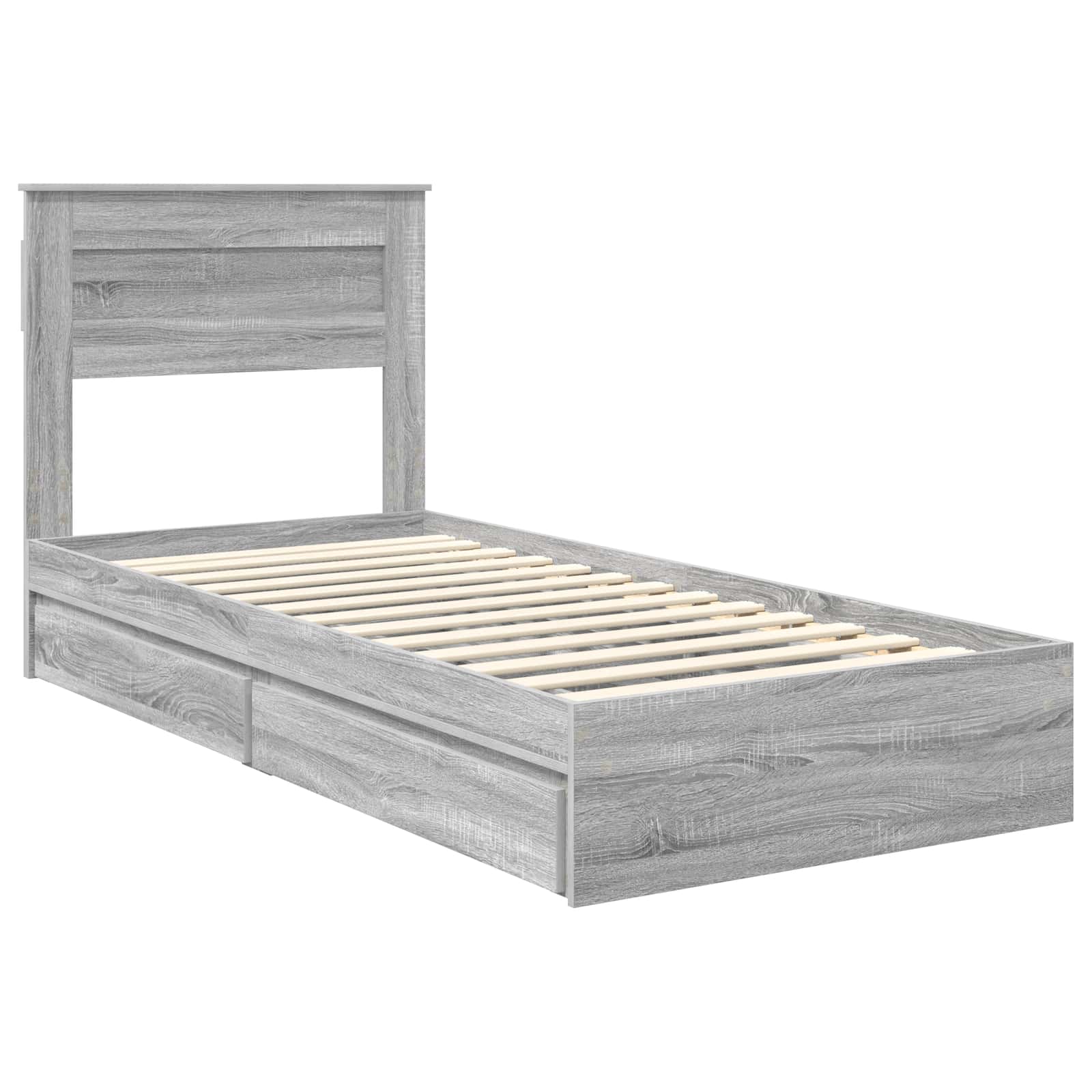 Lit de Rangement Gris Sonoma 90 x 200 cm Bois d'ingénierie - XIOS