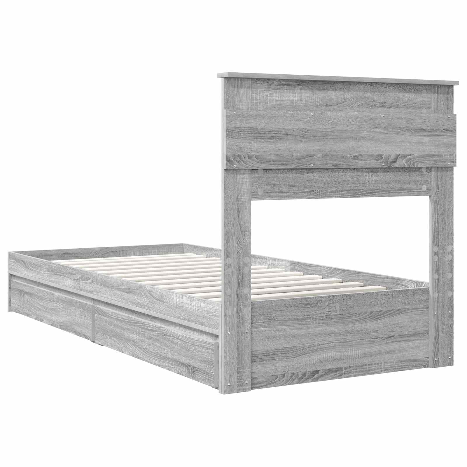 Lit de Rangement Gris Sonoma 90 x 200 cm Bois d'ingénierie - XIOS