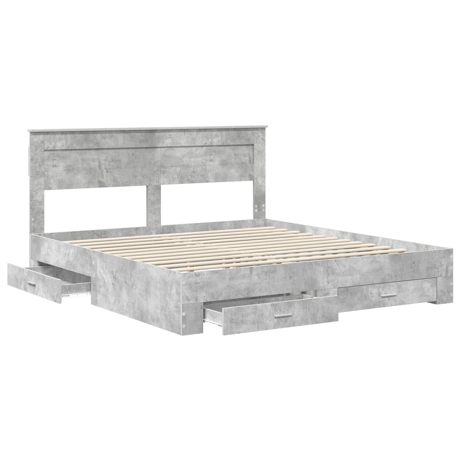 Cadre de lit Gris béton 200 x 200 cm Bois d'ingénierie - XIOS