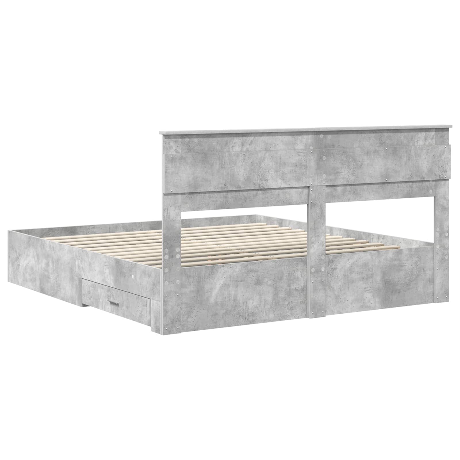 Cadre de lit Gris béton 200 x 200 cm Bois d'ingénierie - XIOS