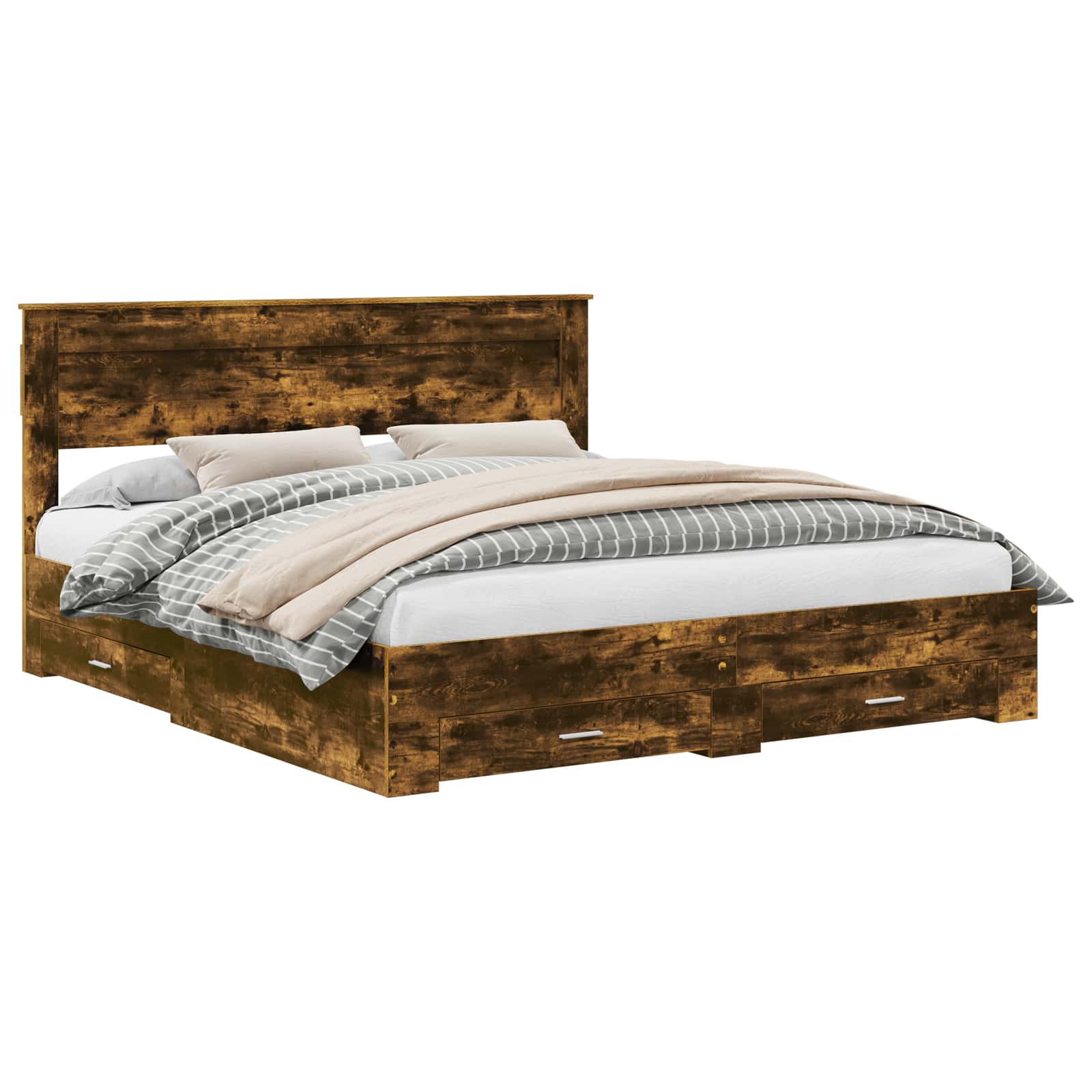 Cadre de lit Chêne fumé 200 x 200 cm Bois d'ingénierie