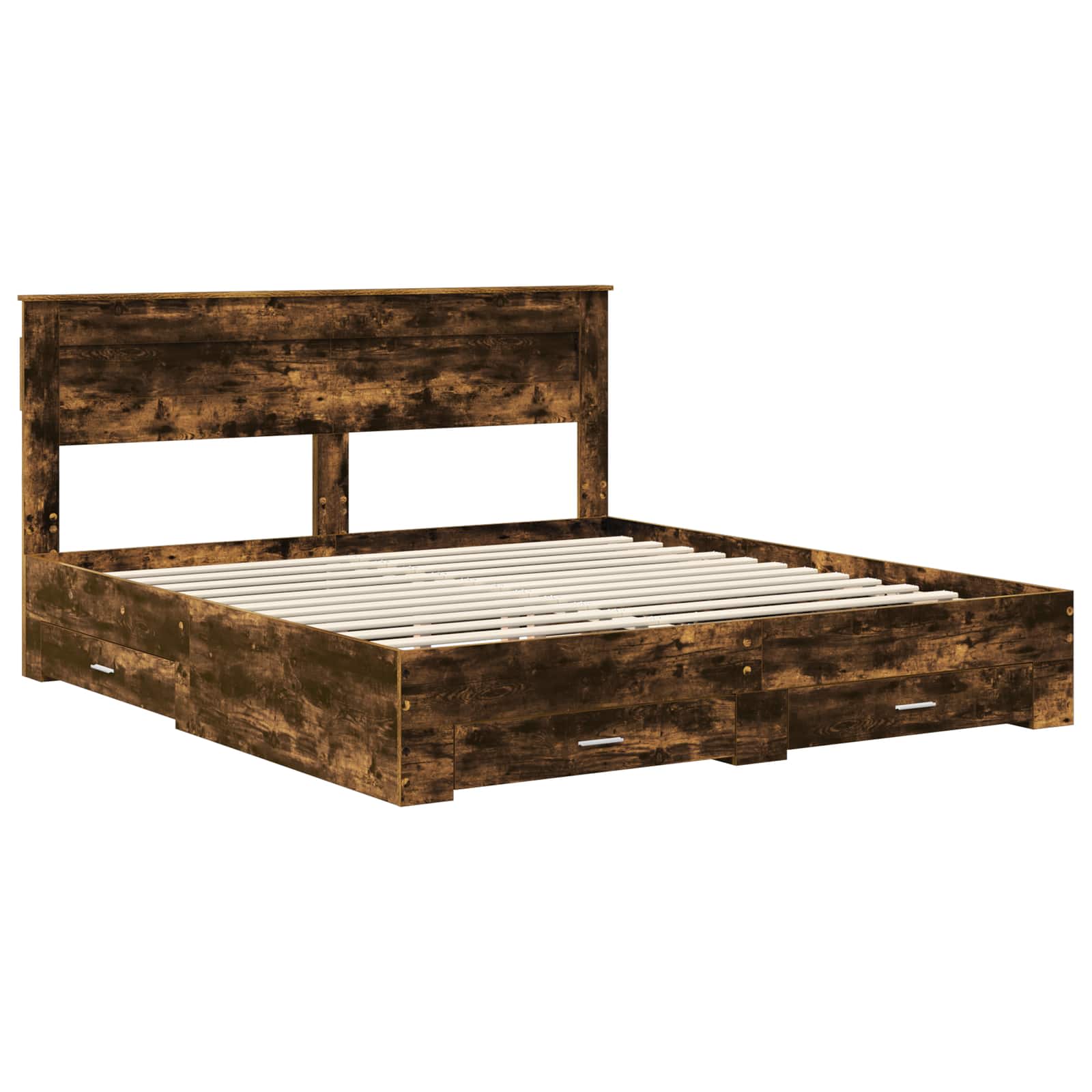Cadre de lit Chêne fumé 200 x 200 cm Bois d'ingénierie