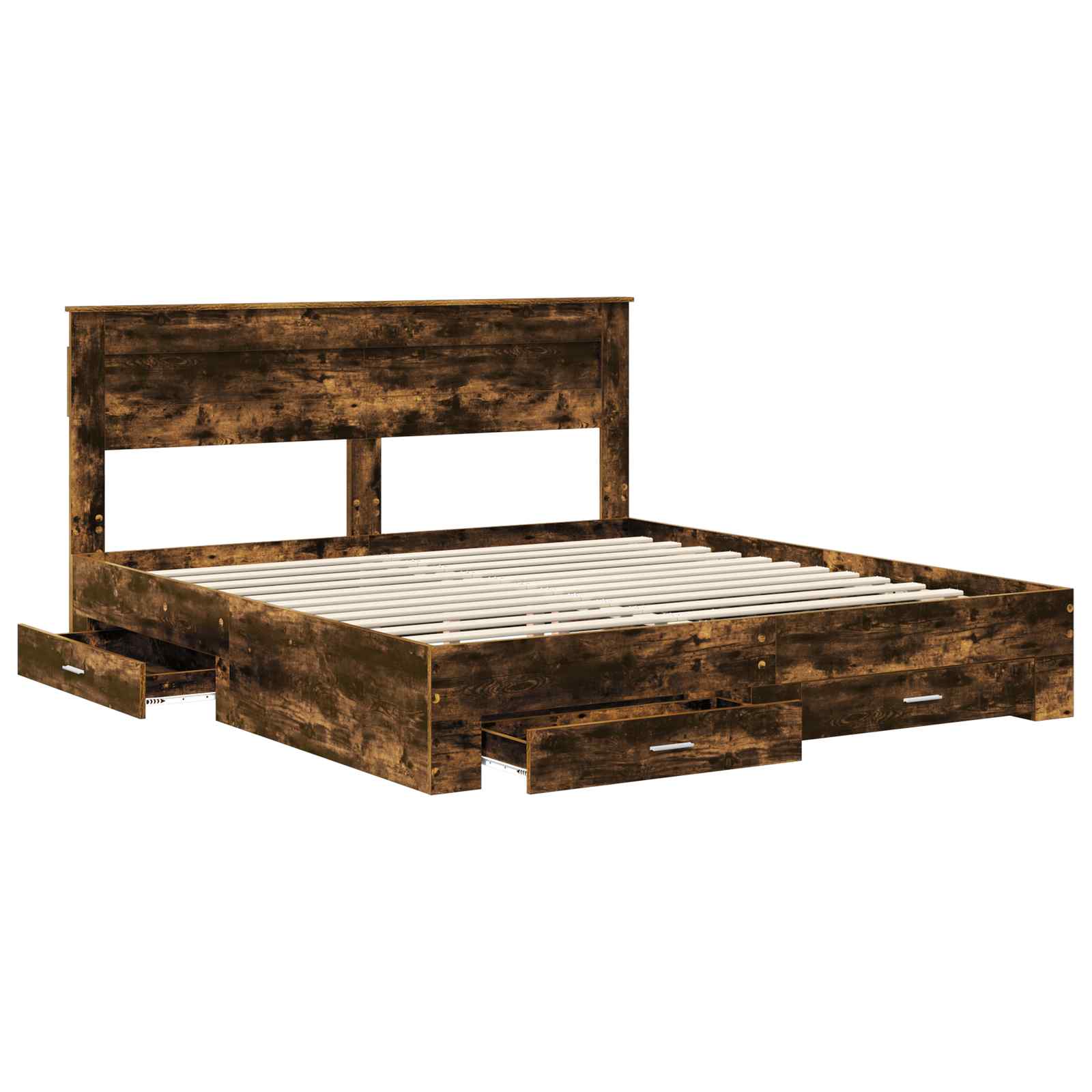Cadre de lit Chêne fumé 200 x 200 cm Bois d'ingénierie