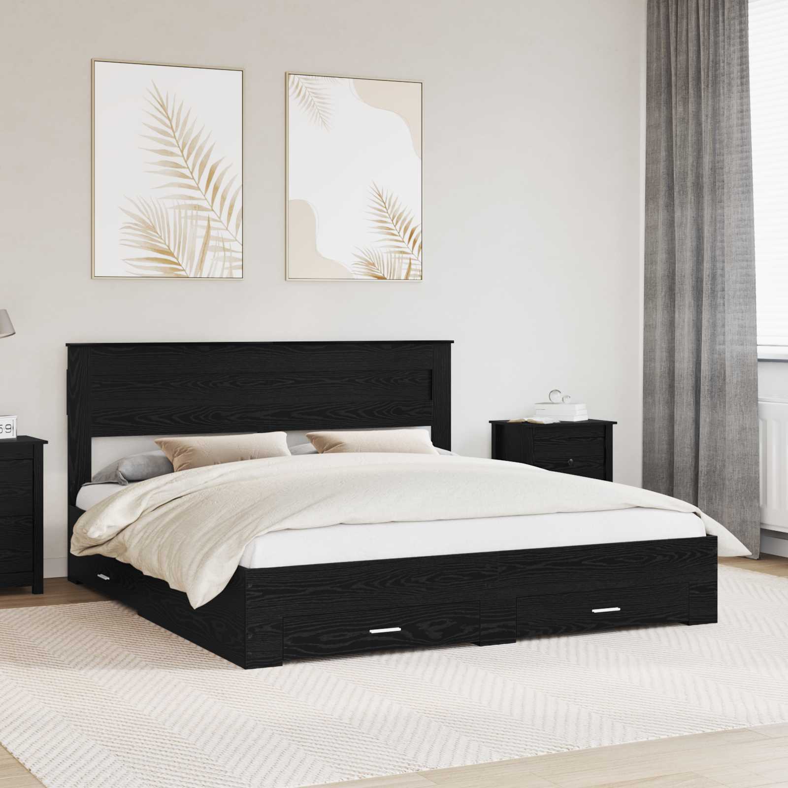 Cadre de lit Chêne noir 180 x 200 cm Bois d'ingénierie - XIOS