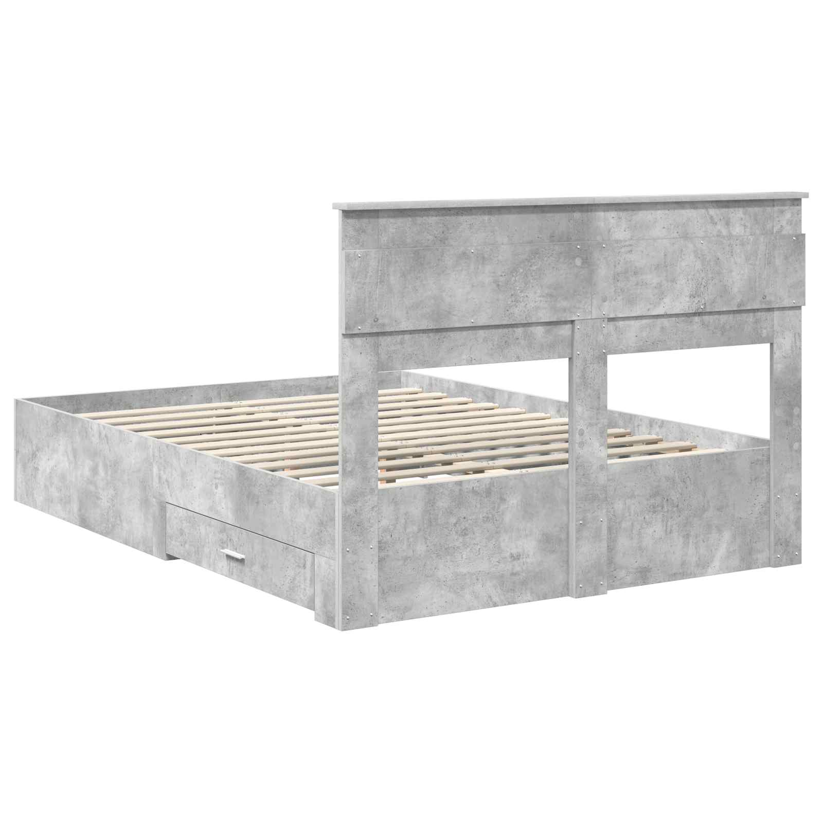 Cadre de lit Gris béton 140 x 190 cm Bois d'ingénierie - XIOS