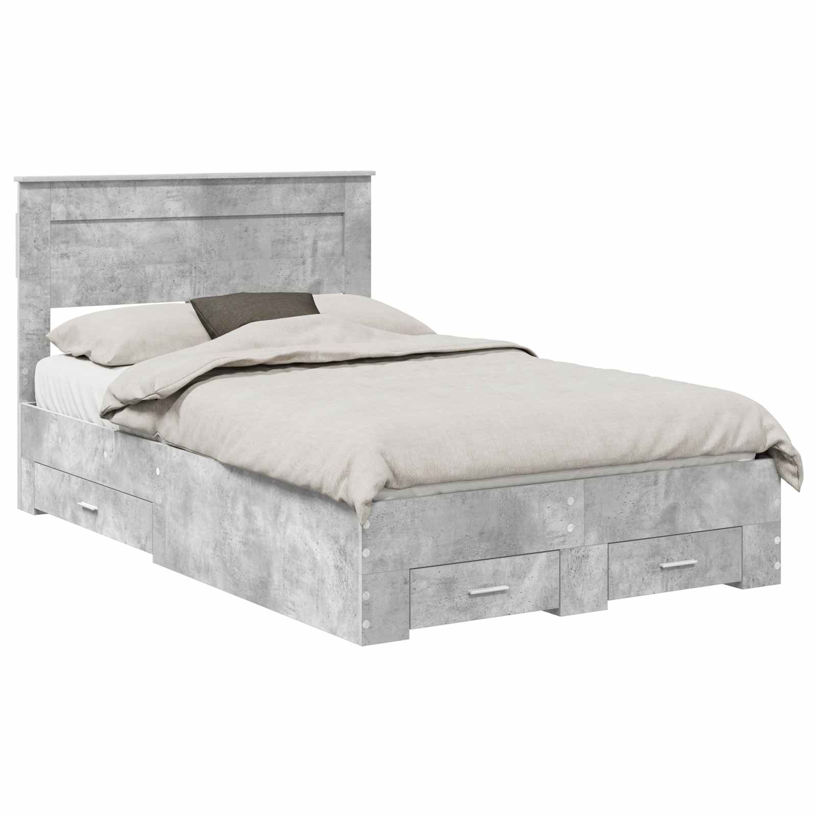 Cadre de lit Gris béton 135 x 190 cm Bois d'ingénierie - XIOS