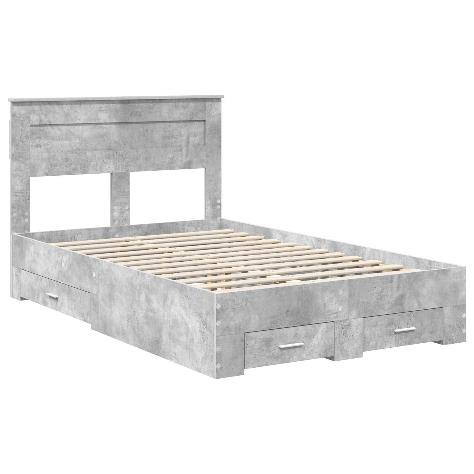 Cadre de lit Gris béton 135 x 190 cm Bois d'ingénierie - XIOS