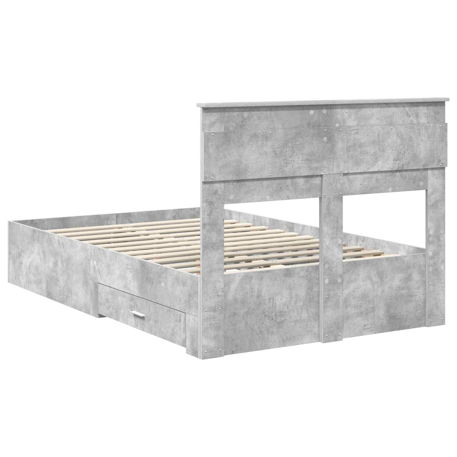 Cadre de lit Gris béton 135 x 190 cm Bois d'ingénierie - XIOS