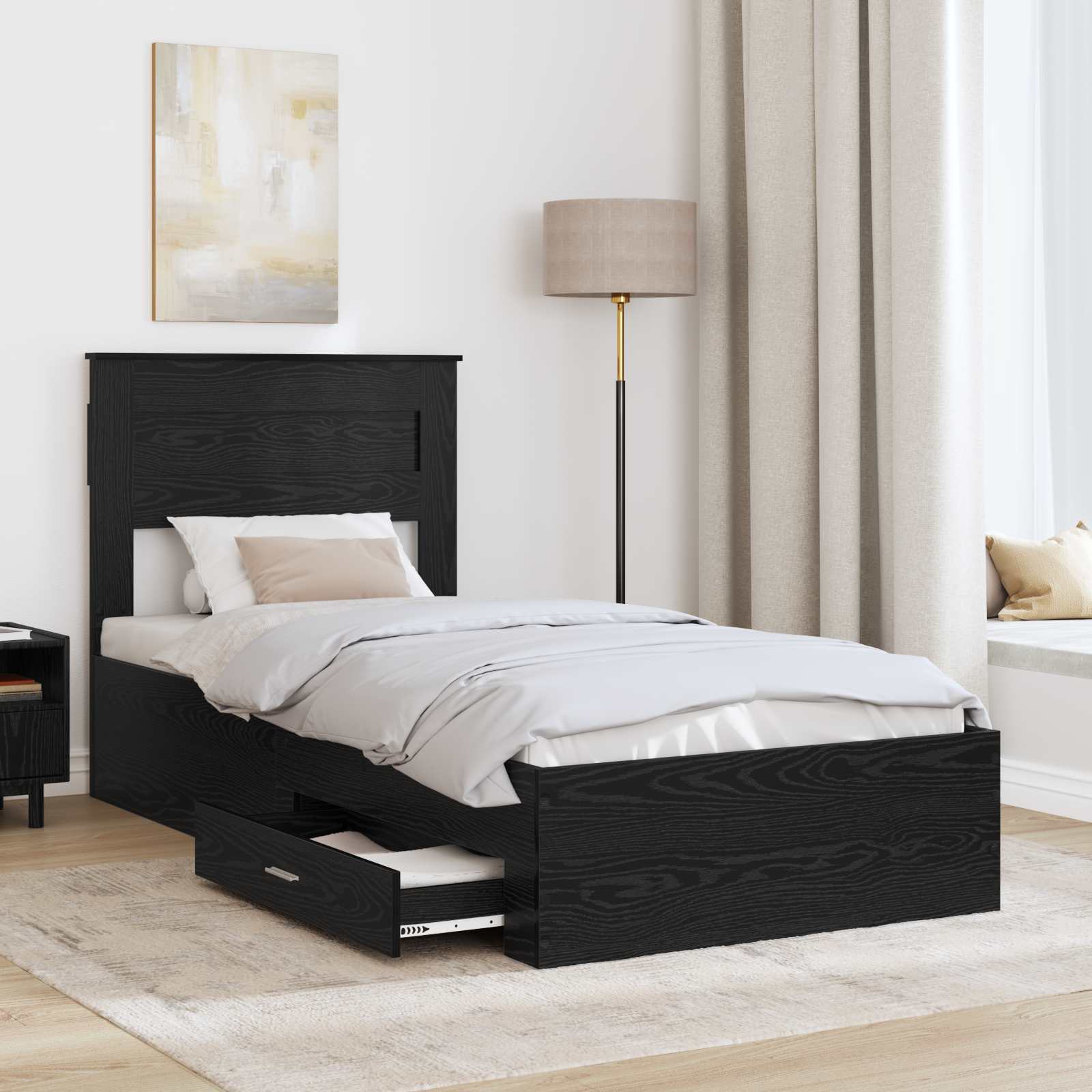 Cadre de lit Chêne noir 100 x 200 cm Bois d'ingénierie - XIOS