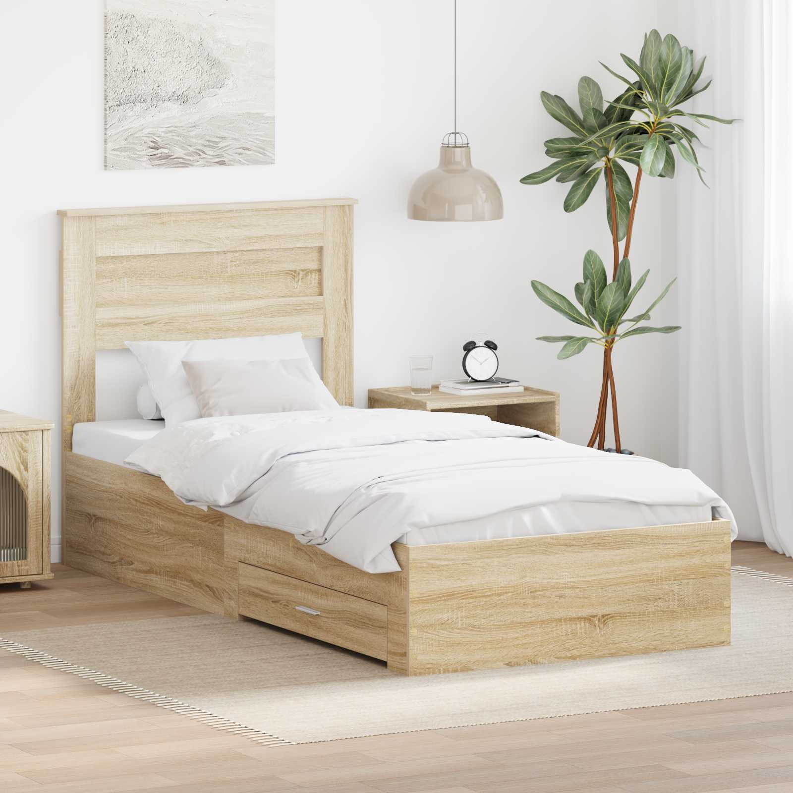 Cadre de lit Chêne Sonoma 100 x 200 cm Bois d'ingénierie - XIOS