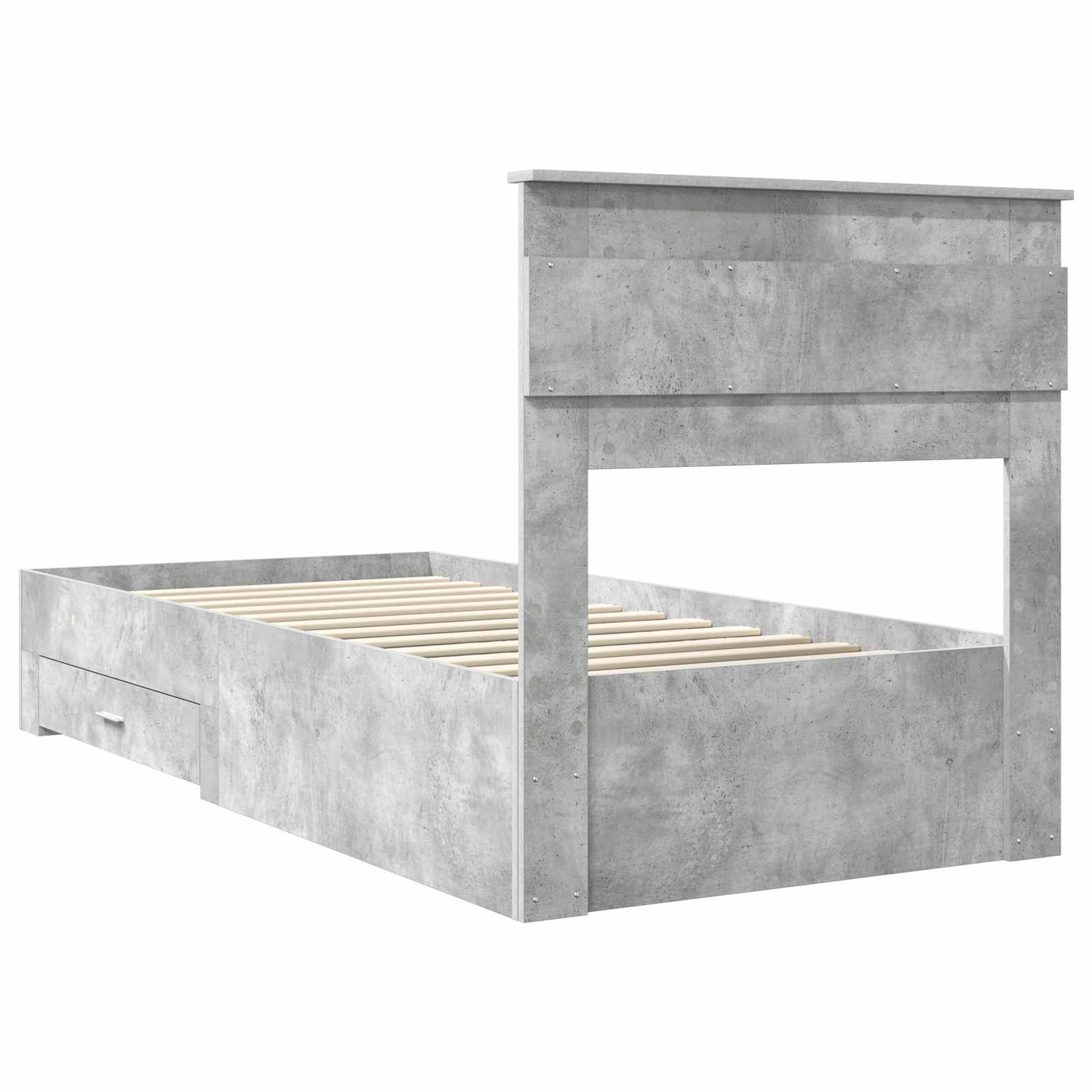 Cadre de lit Gris béton 90 x 190 cm Bois d'ingénierie - XIOS