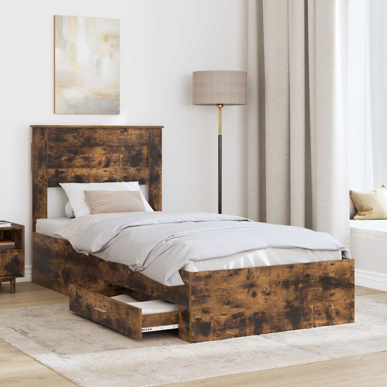 Cadre de lit Chêne fumé 90 x 190 cm Bois d'ingénierie - XIOS