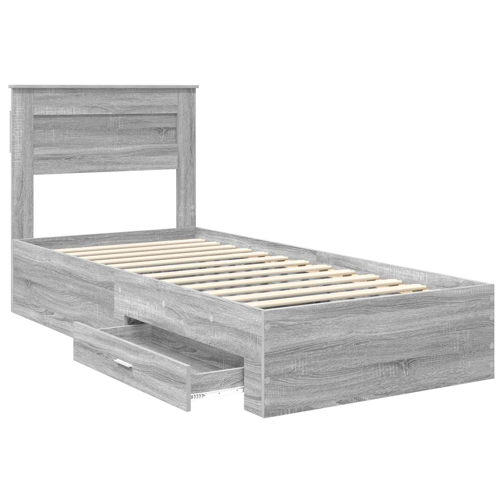 Cadre de lit Gris Sonoma 90 x 190 cm Bois d'ingénierie - XIOS