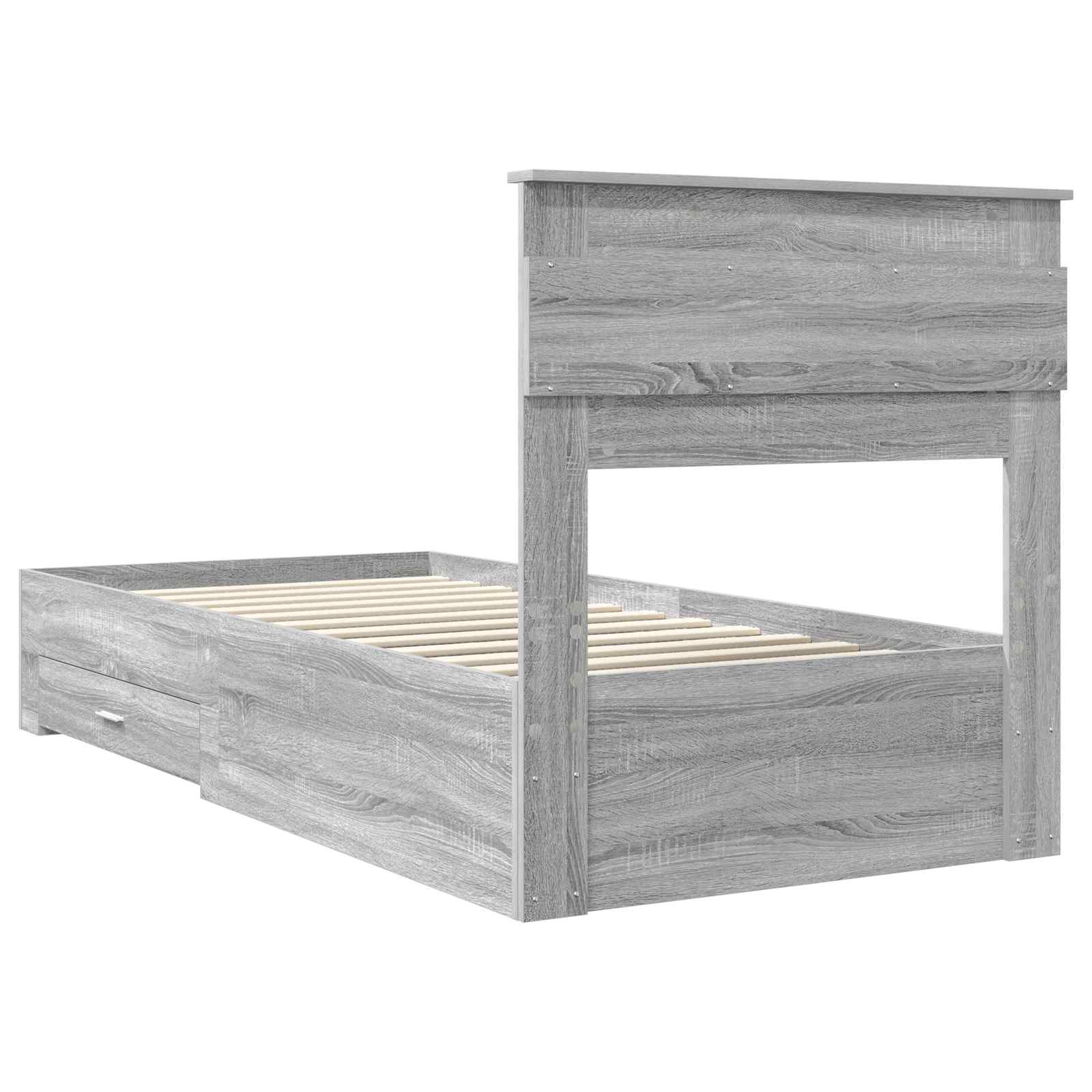Cadre de lit Gris Sonoma 90 x 190 cm Bois d'ingénierie - XIOS