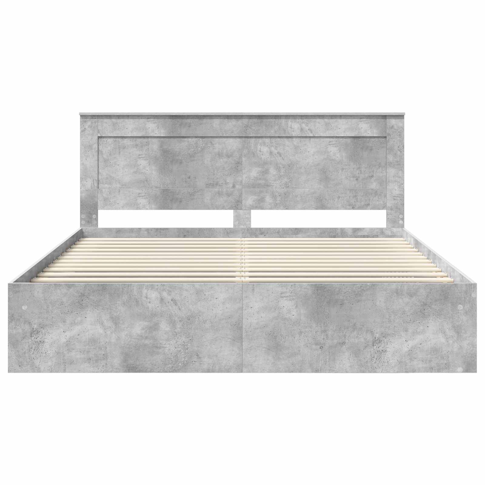 Cadre de lit avec tête de lit Béton 200 x 200 cm Pin massif - XIOS