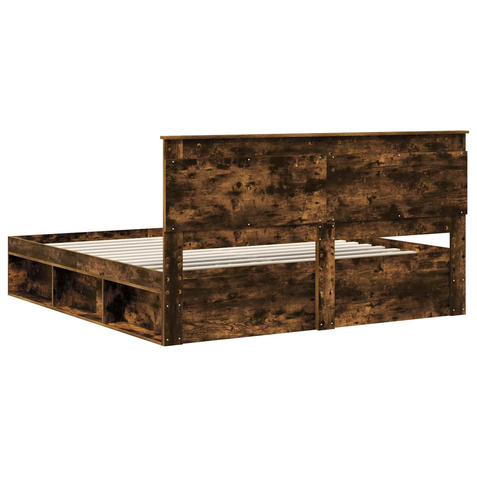 Cadre de lit Chêne fumé 200 x 200 cm Pin massif - XIOS