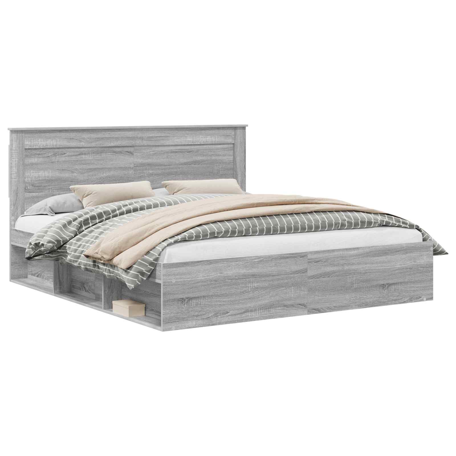 Cadre de lit Gris Sonoma 200 x 200 cm Pin massif - XIOS
