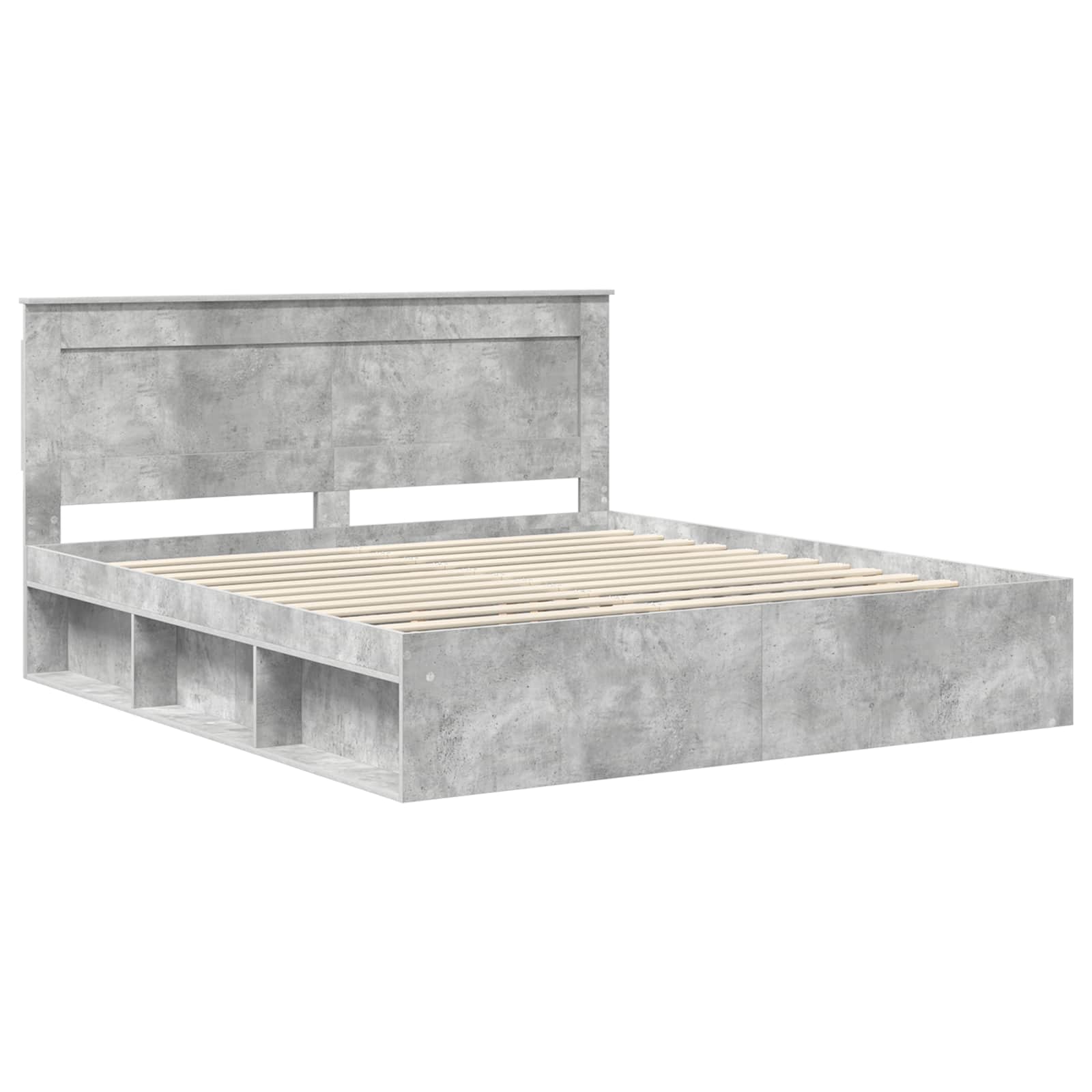 Cadre de lit avec tête de lit Béton 180 x 200 cm Pin massif - XIOS