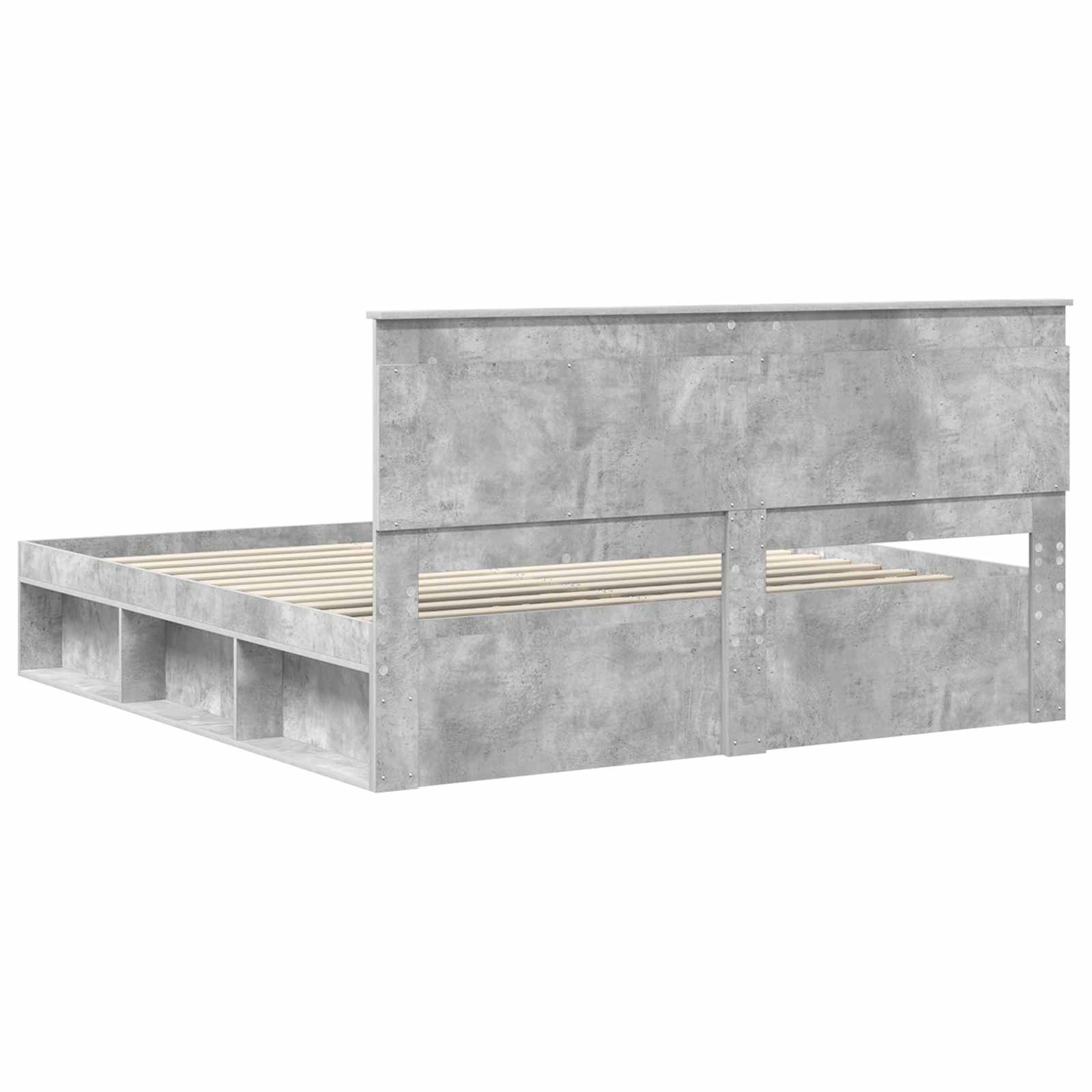 Cadre de lit avec tête de lit Béton 180 x 200 cm Pin massif - XIOS